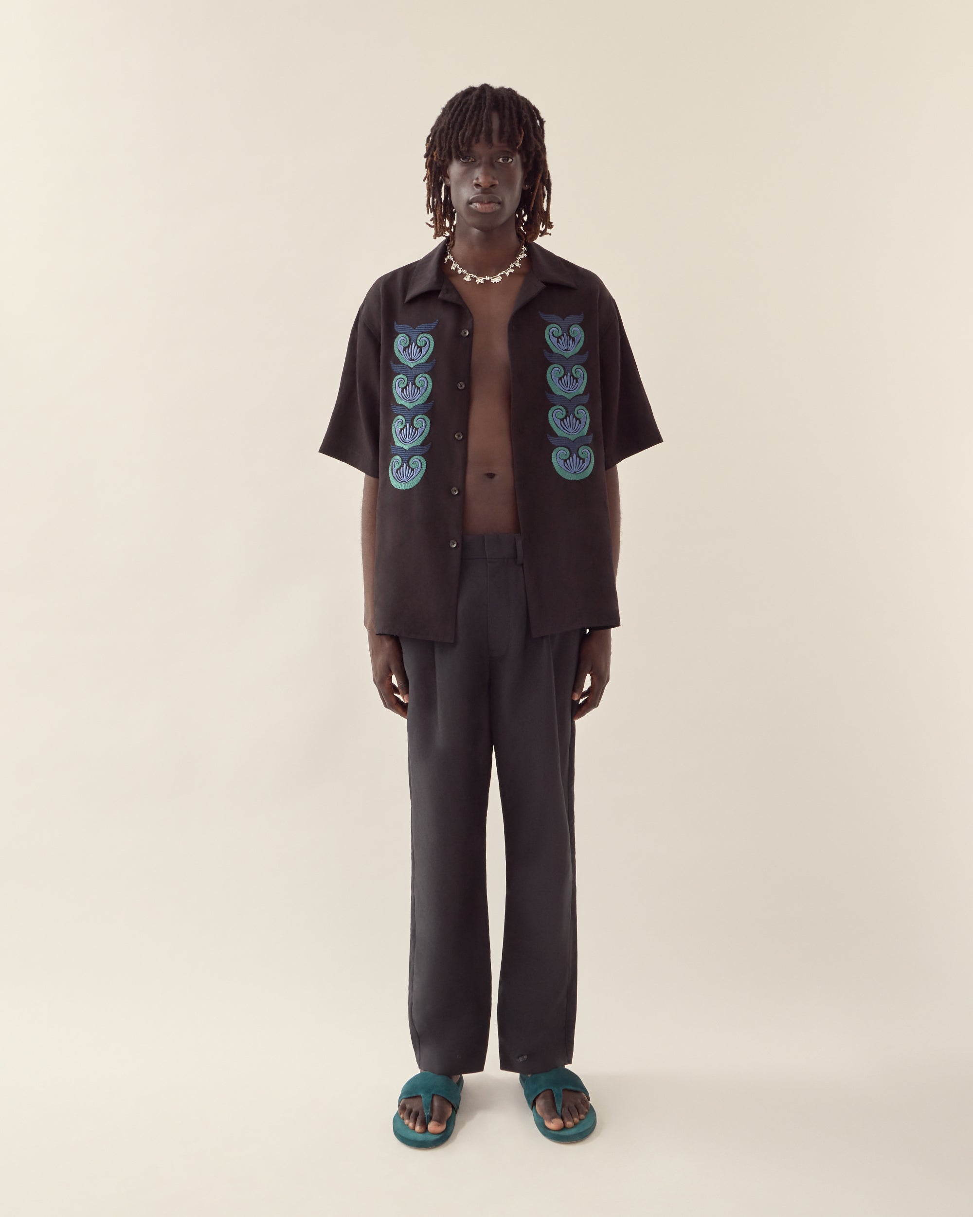 Shell Embroidered Oversized Shirt