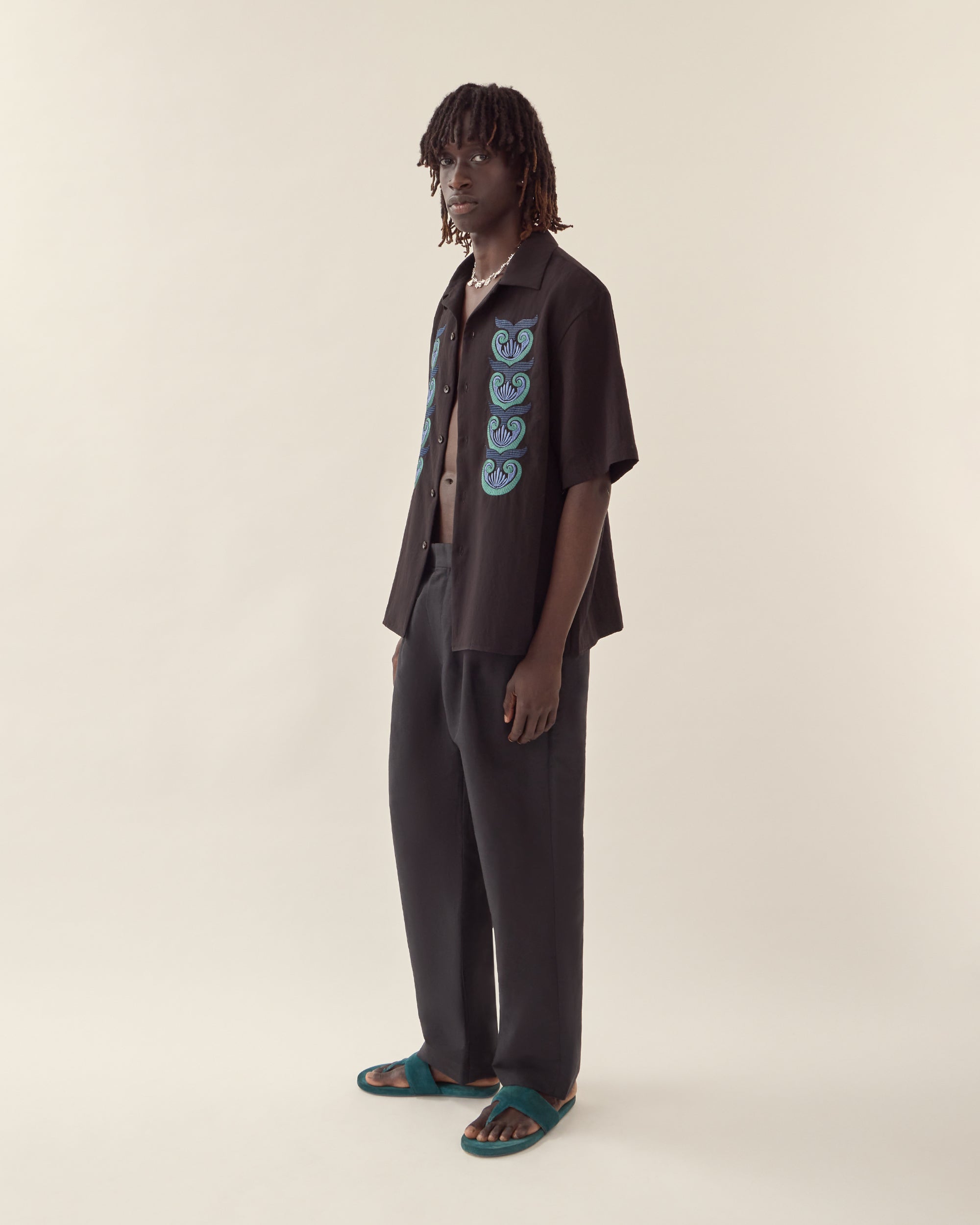 Shell Embroidered Oversized Shirt