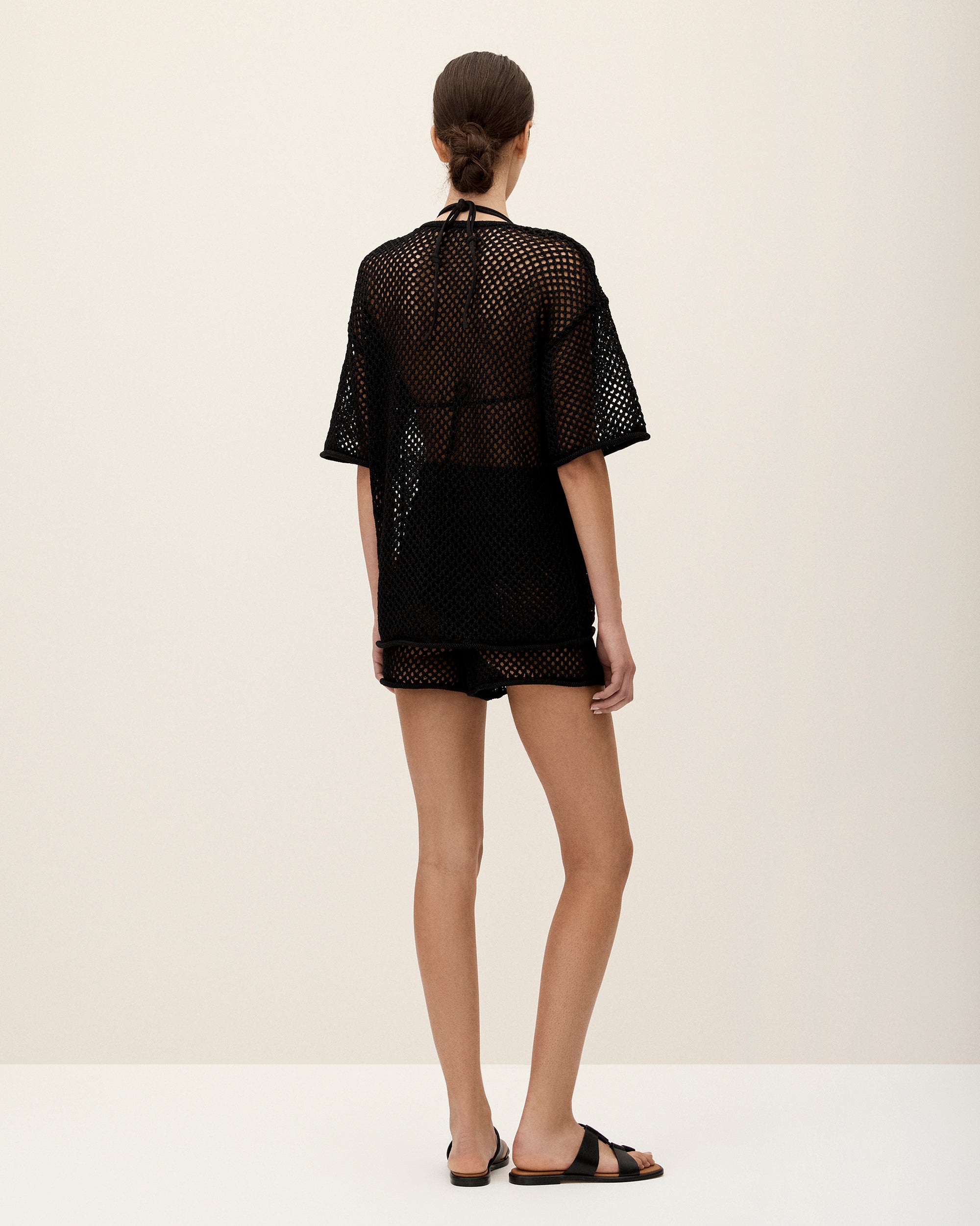 COMMAS RESORT 2024 Black Open Knit Top