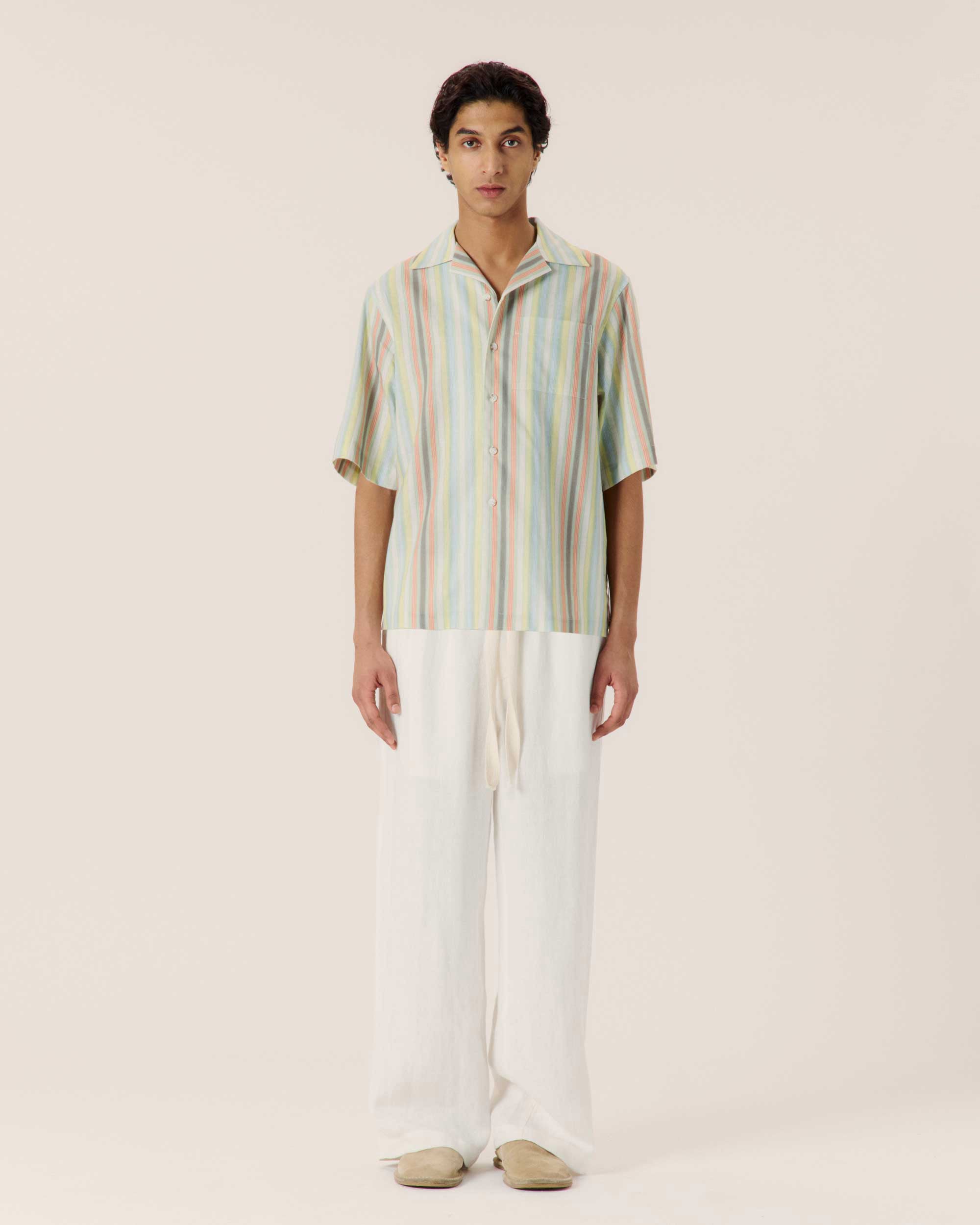 Sereno Stripe Classic Shirt Yellow Stripe - COMMAS