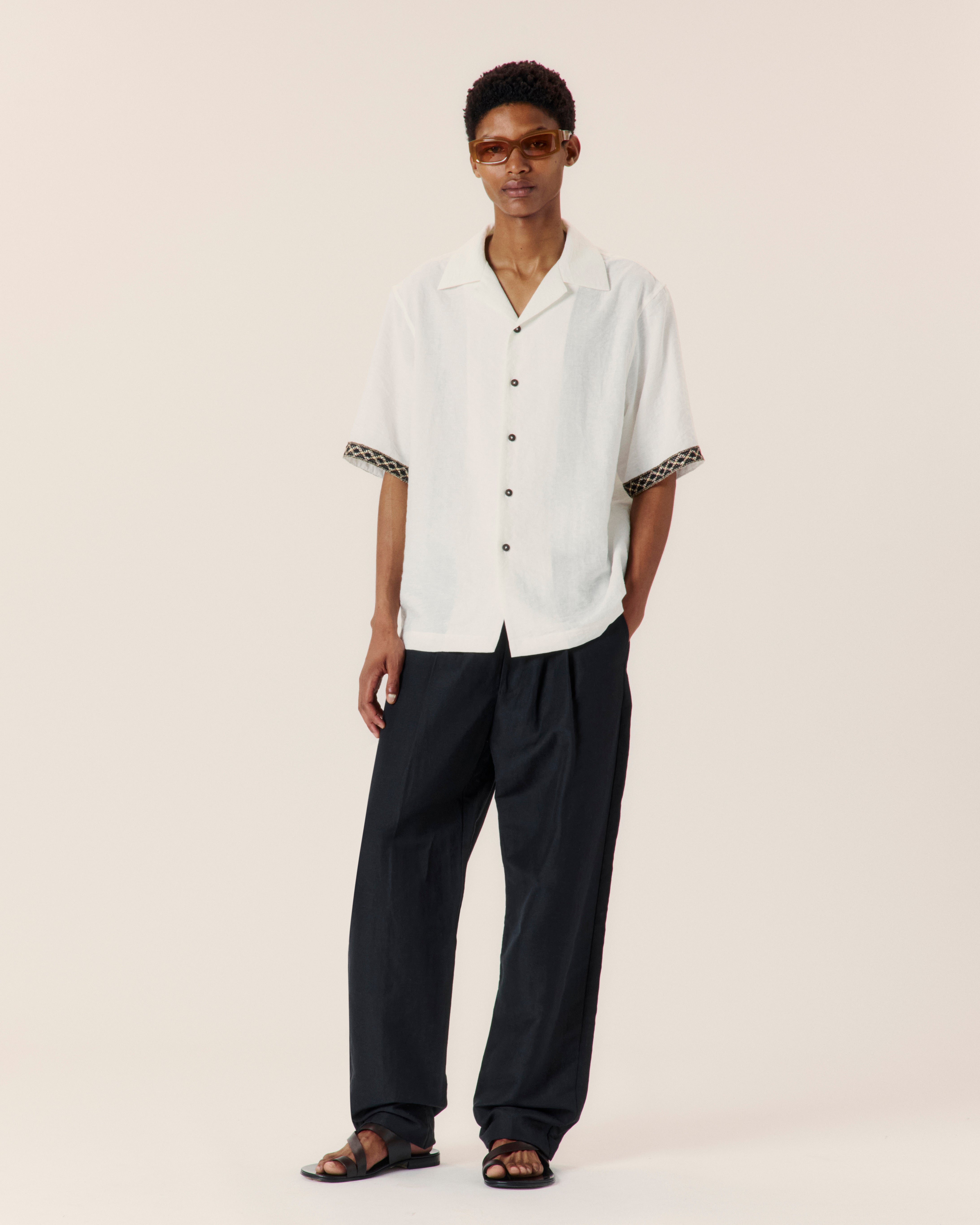 Wide Leg Linen Trousers - COMMAS