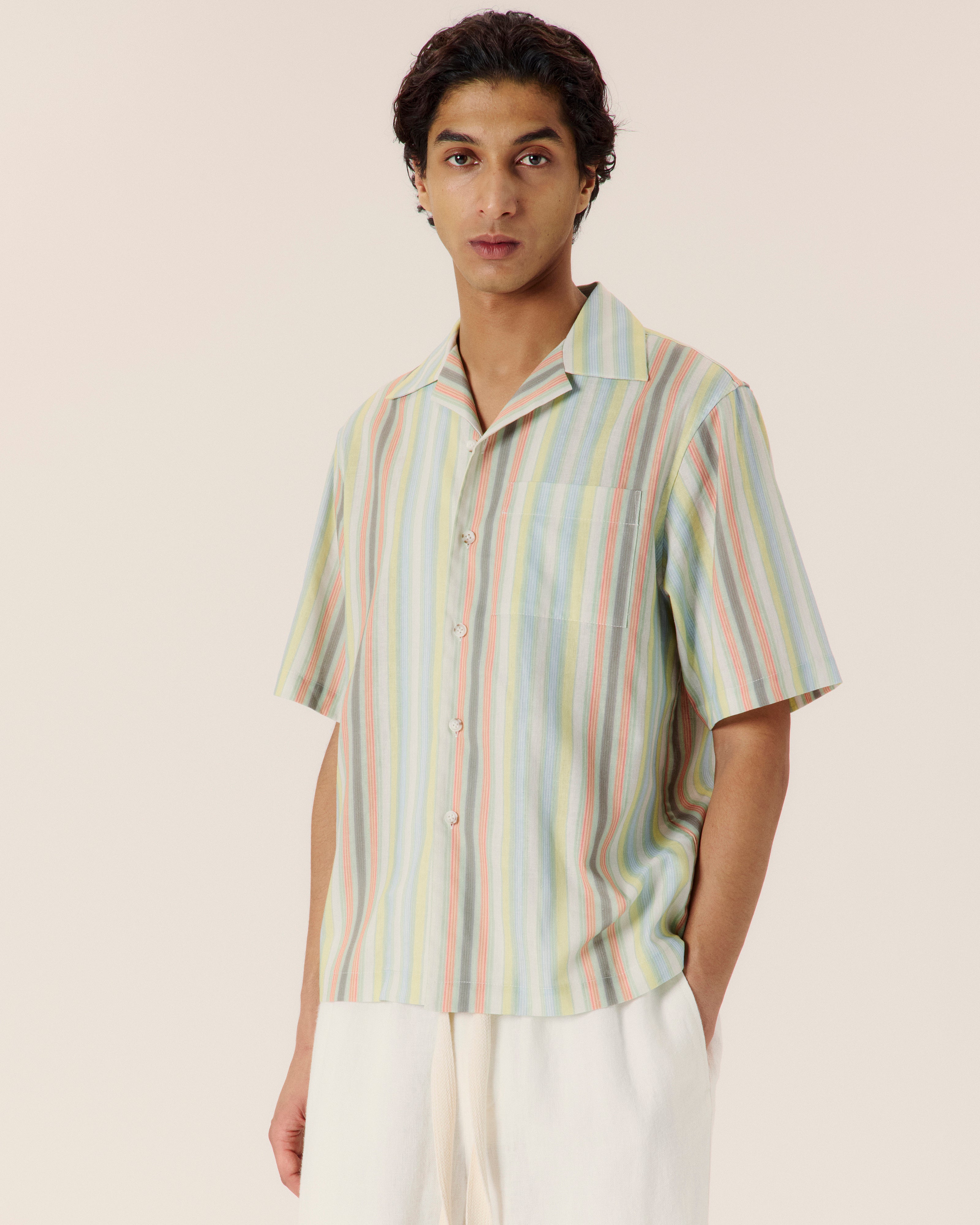 Sereno Stripe Classic Shirt Yellow Stripe - COMMAS