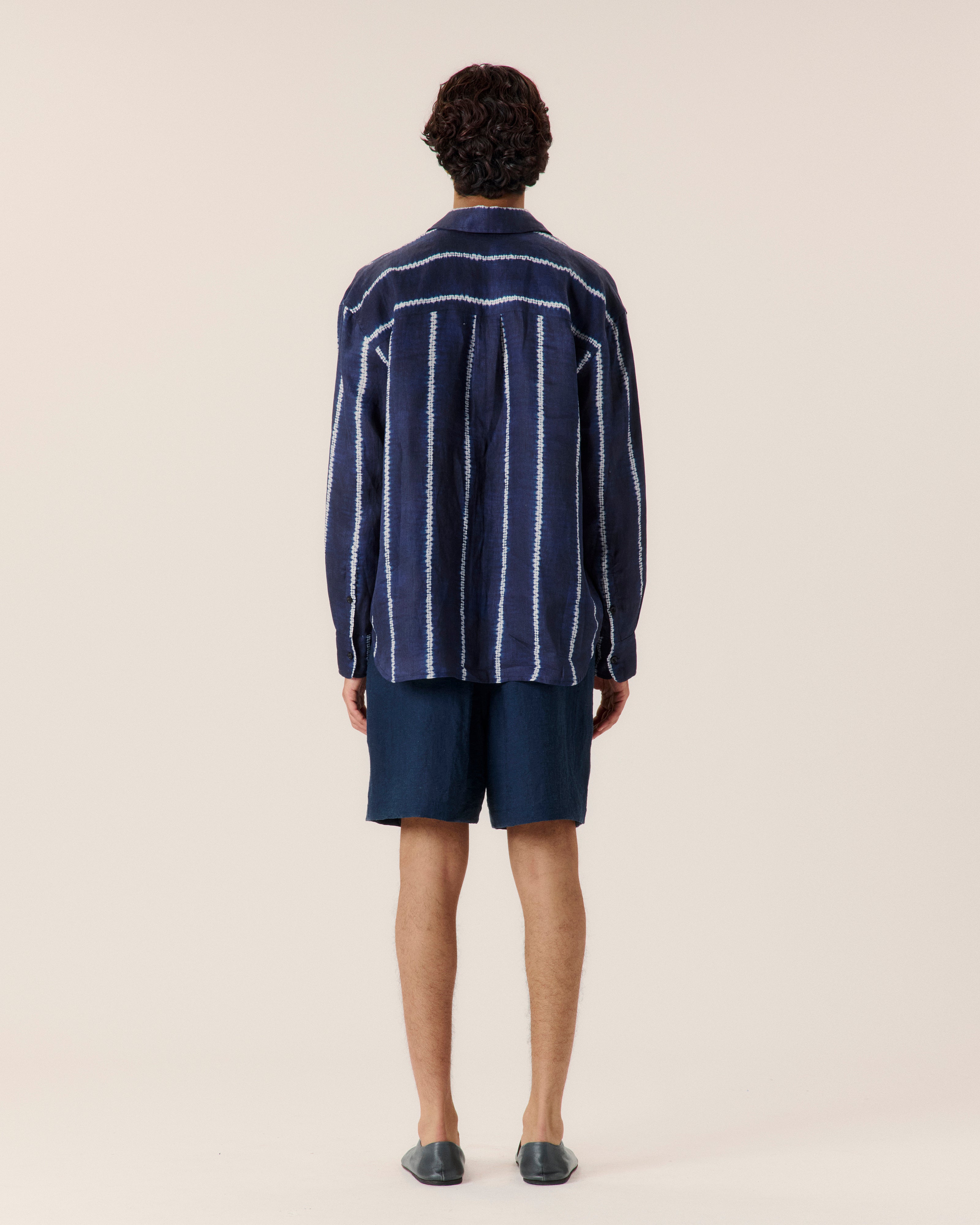 Shibori Stripe Classic Button Up Shirt - COMMAS