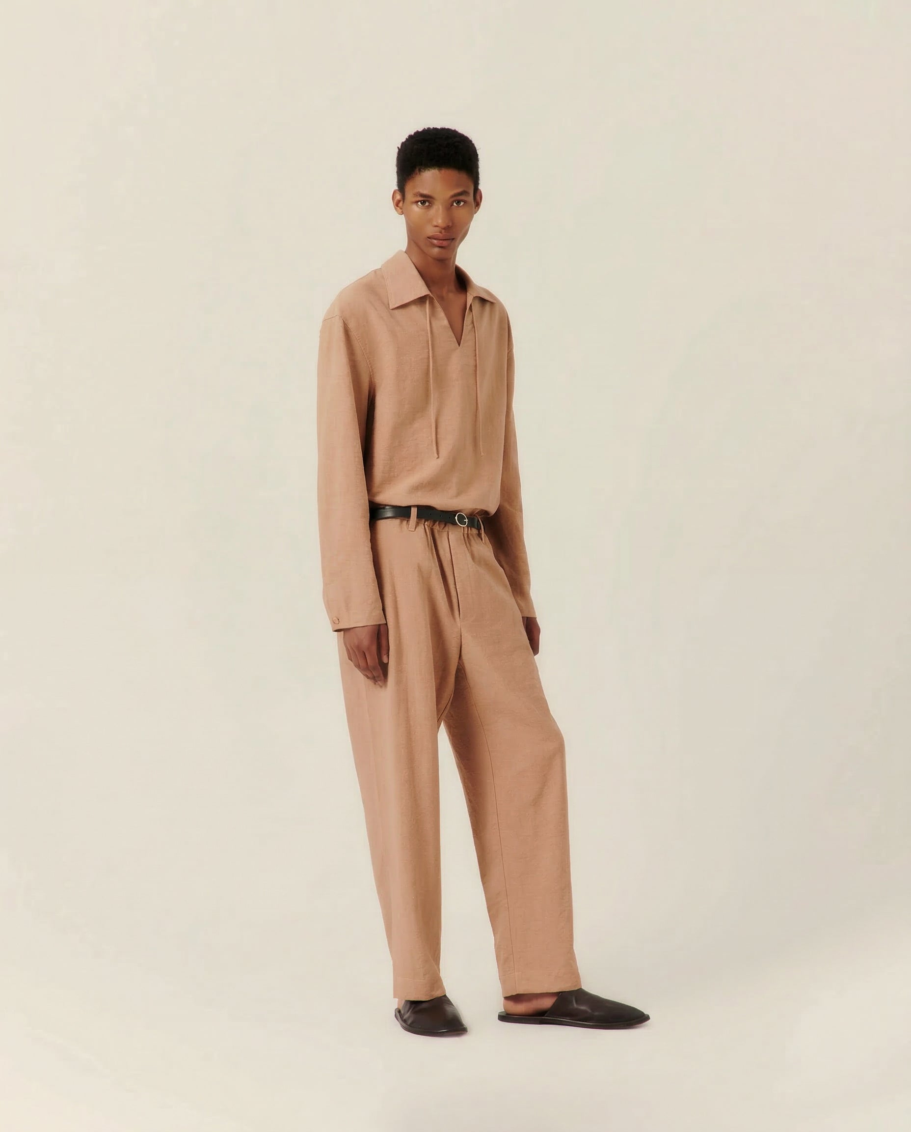 Tie Collar Resort Shirt Clay - COMMAS