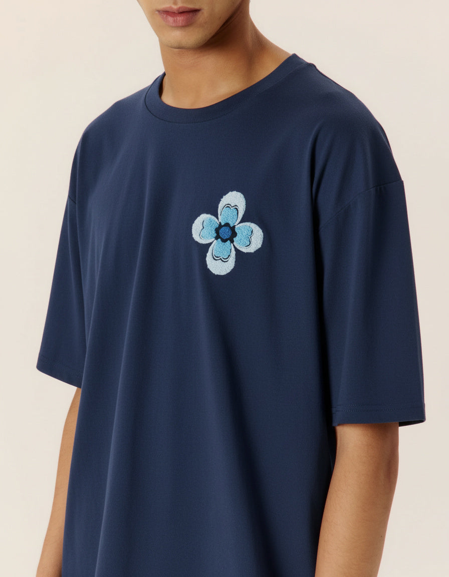 Navy Embroidered Classic Tee - COMMAS