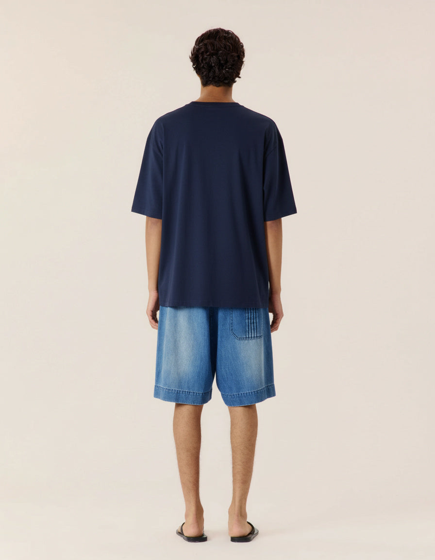 Navy Embroidered Classic Tee - COMMAS