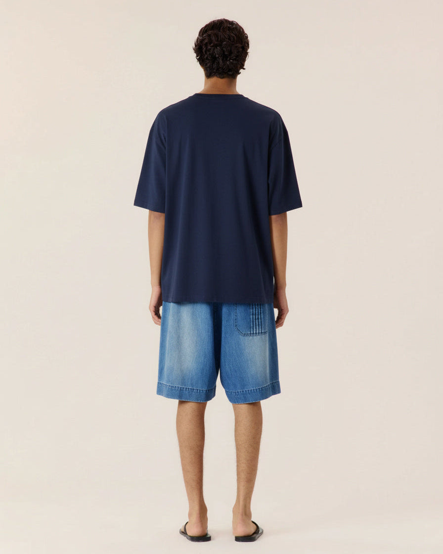 Navy Embroidered Classic Tee - COMMAS