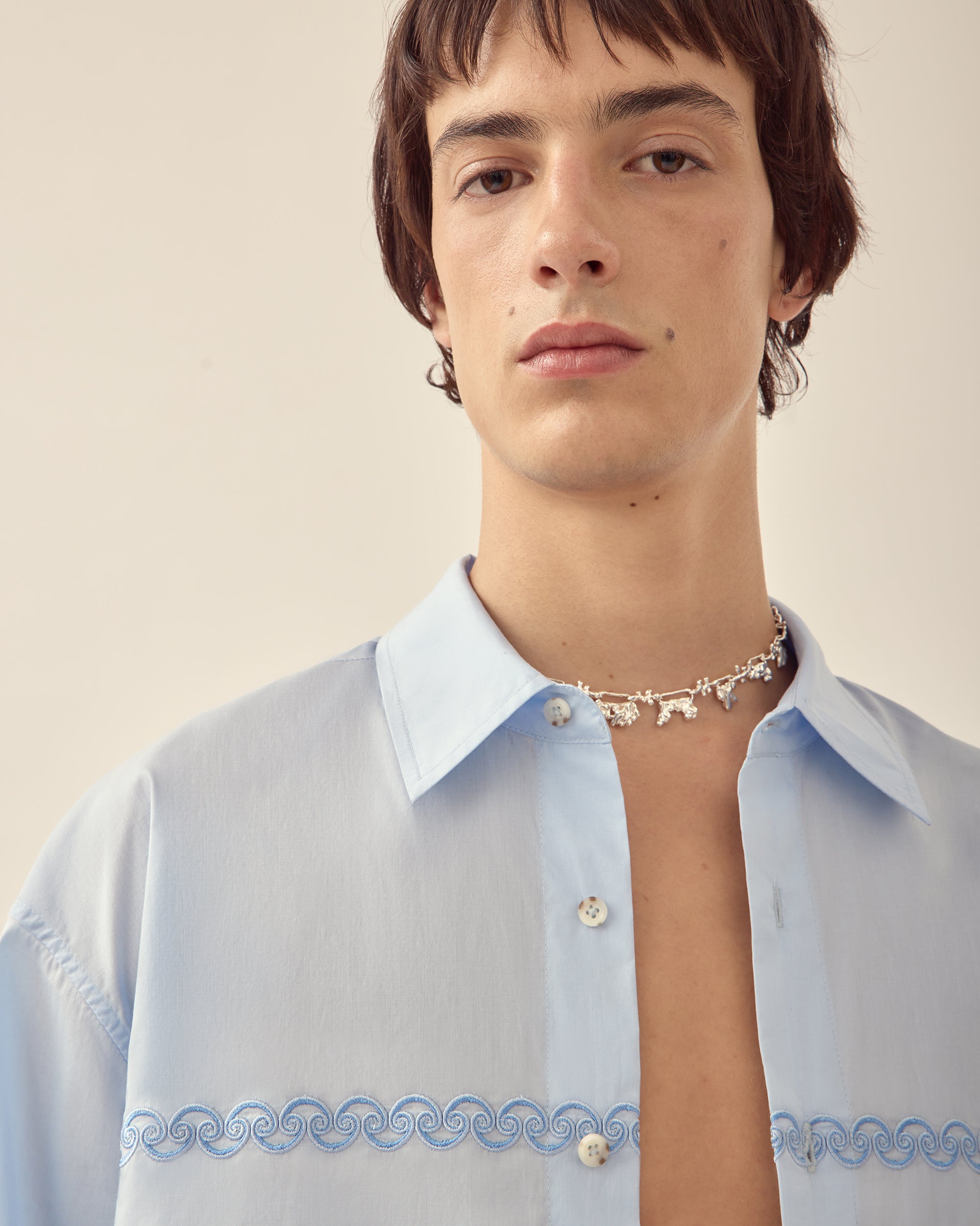 Cotton Voile Embroidered Shirt