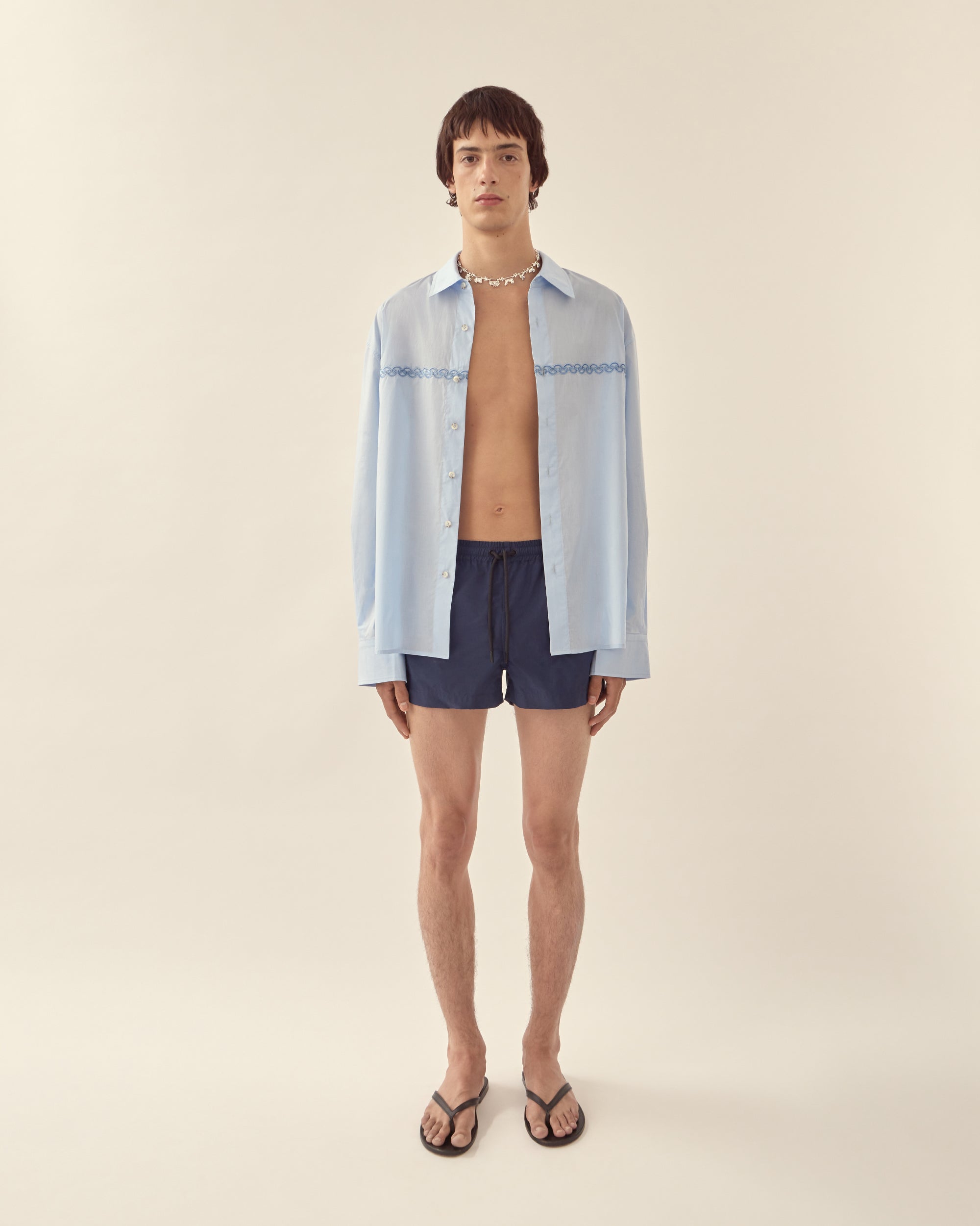 Cotton Voile Embroidered Shirt