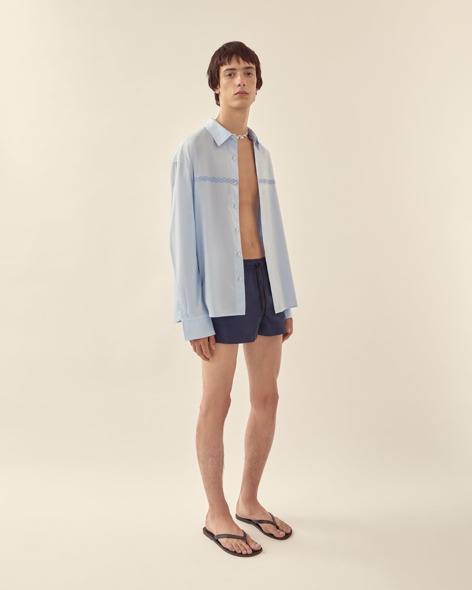 Cotton Voile Embroidered Shirt