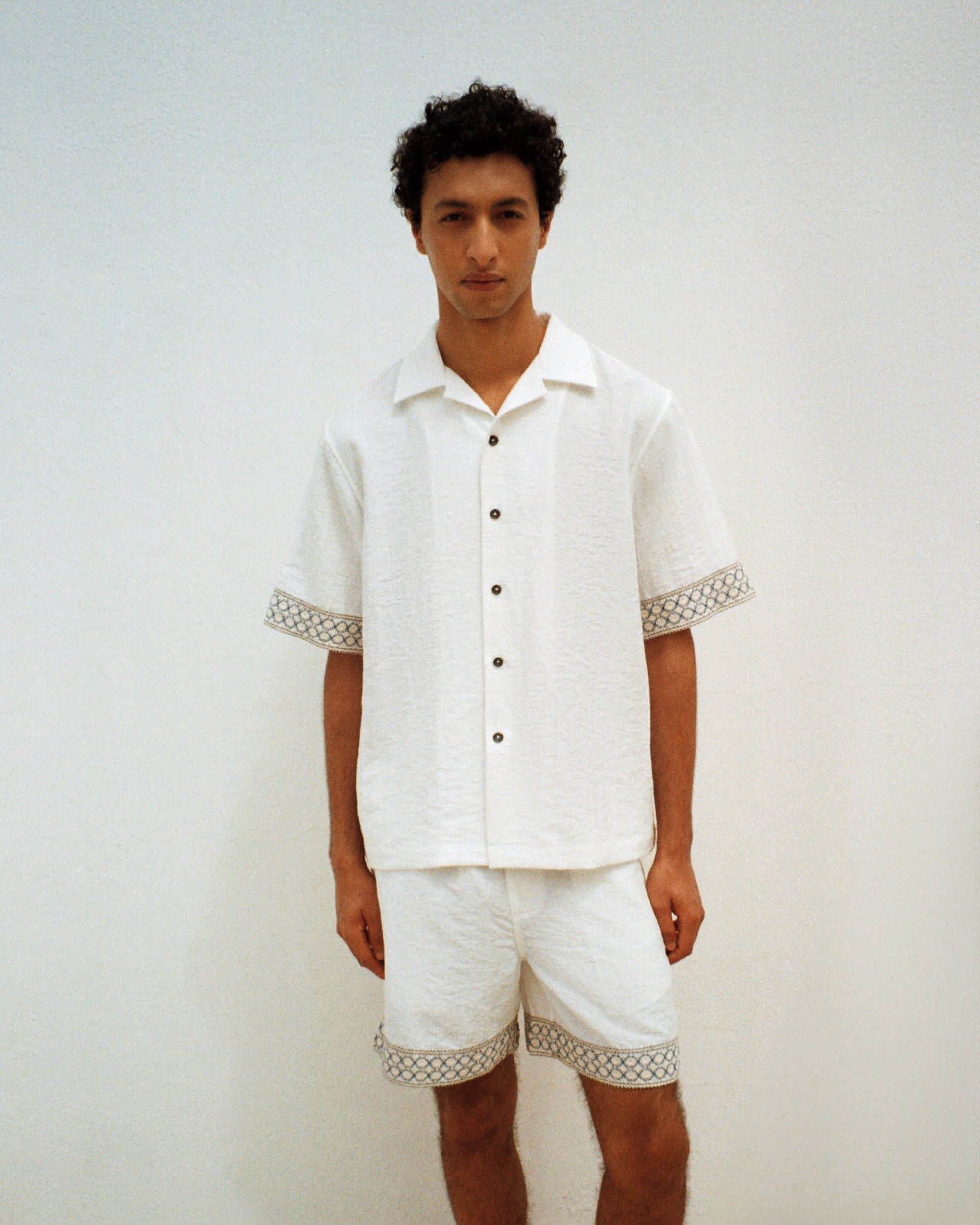 Crochet Trim Bowling Shirt