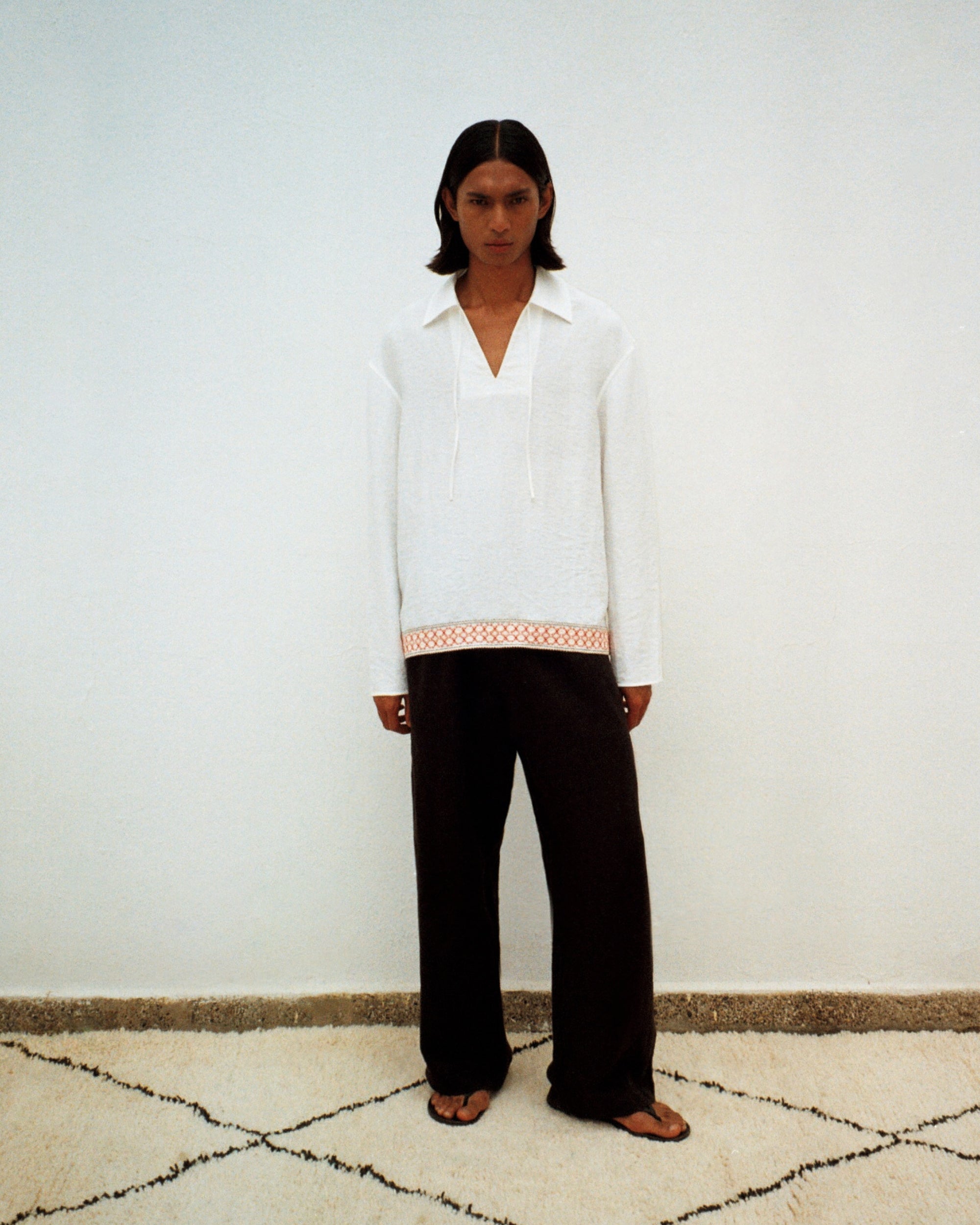 Crochet Trim Front Tie Shirt