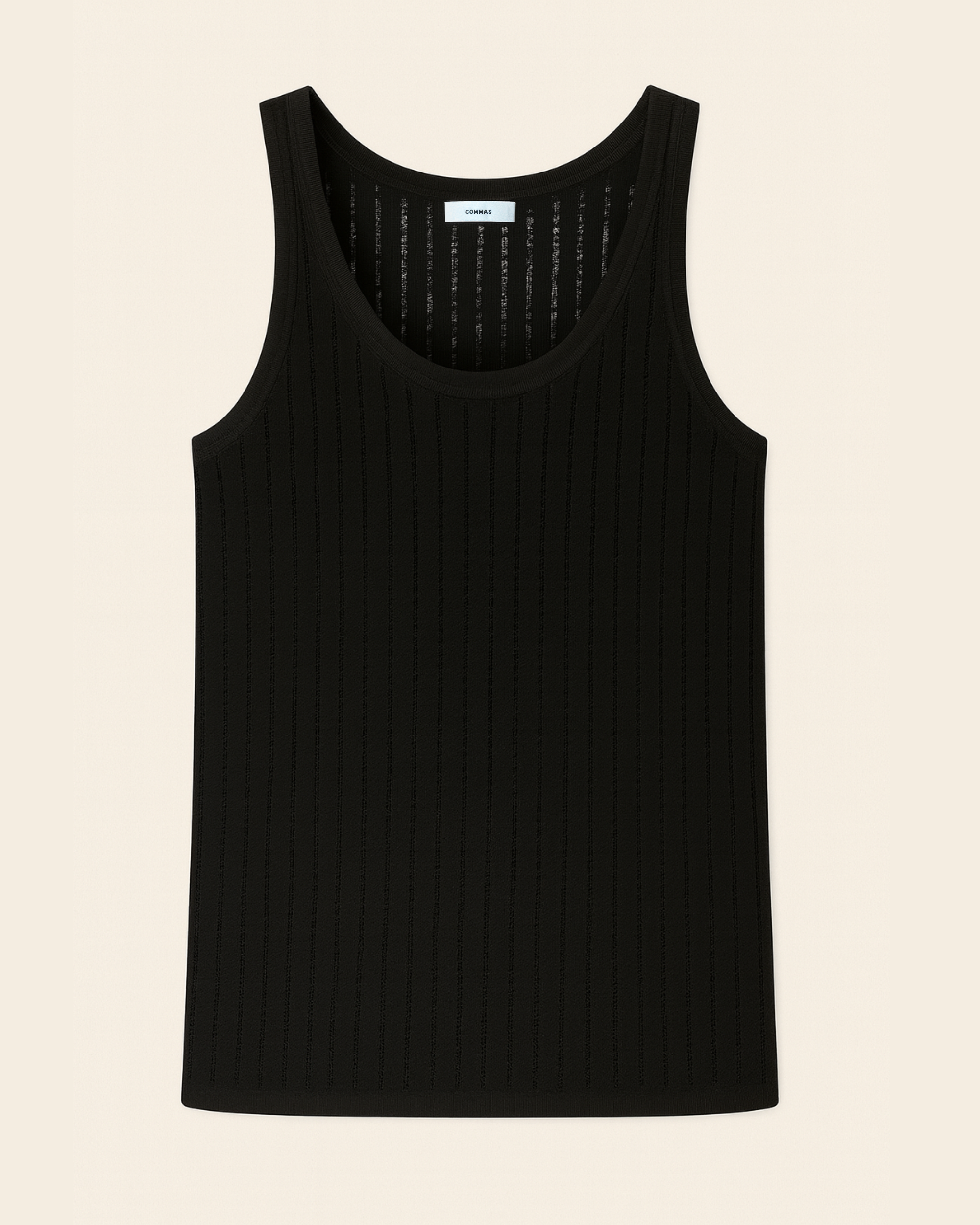 ghosted product image of the black pointelle knit tank