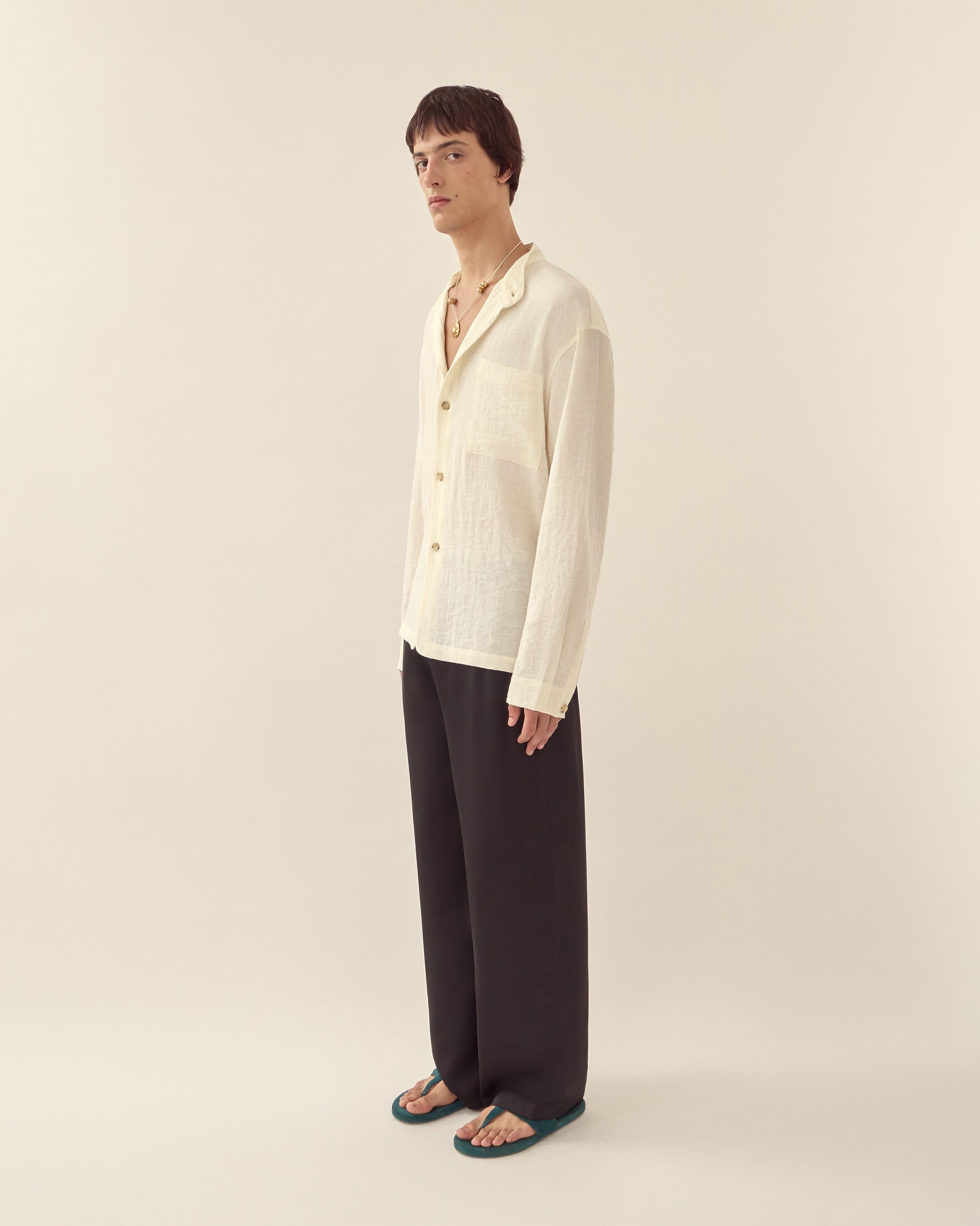 Stand Collar Long Sleeve Shirt - COMMAS