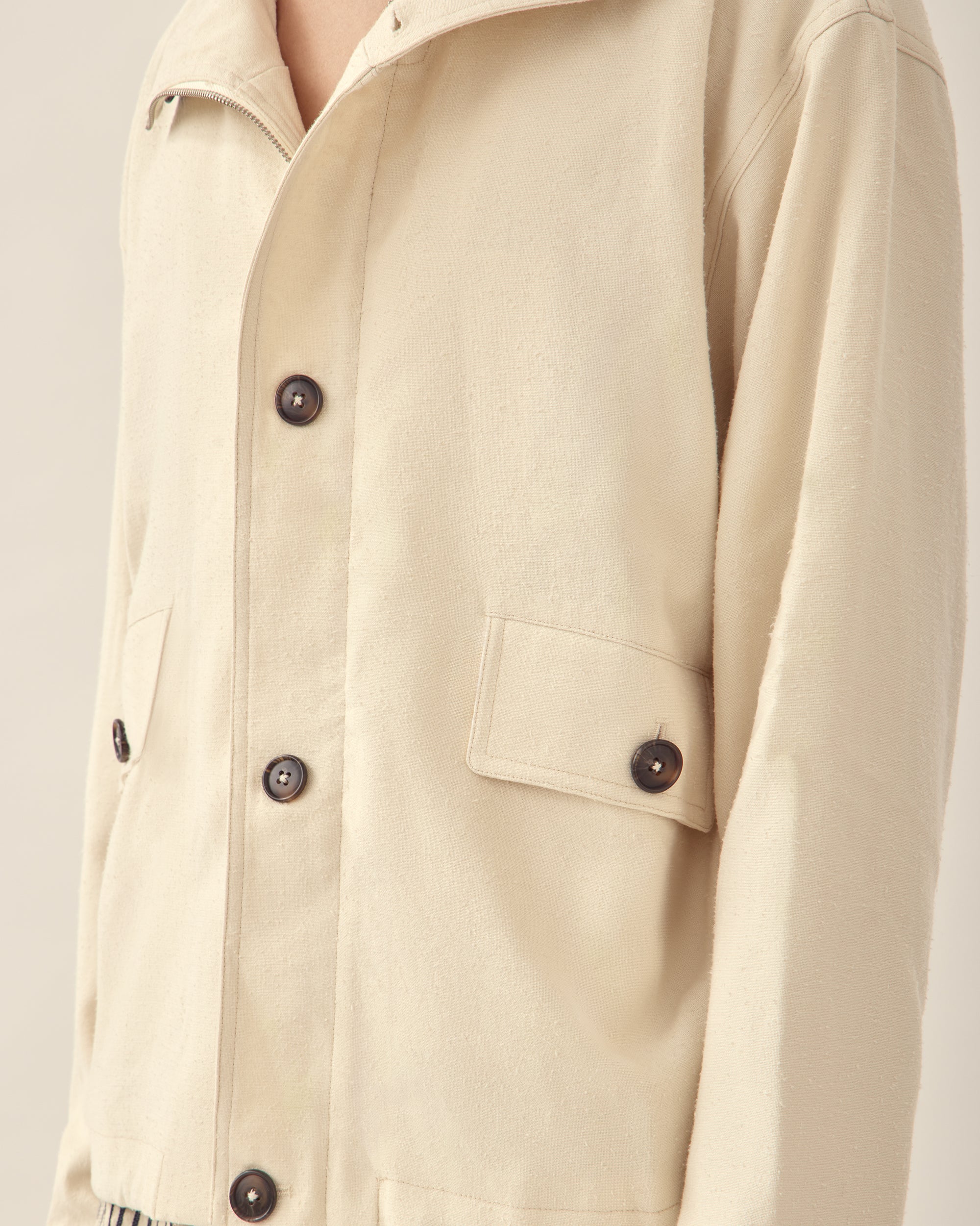 Textured Linen Rayon Blouson