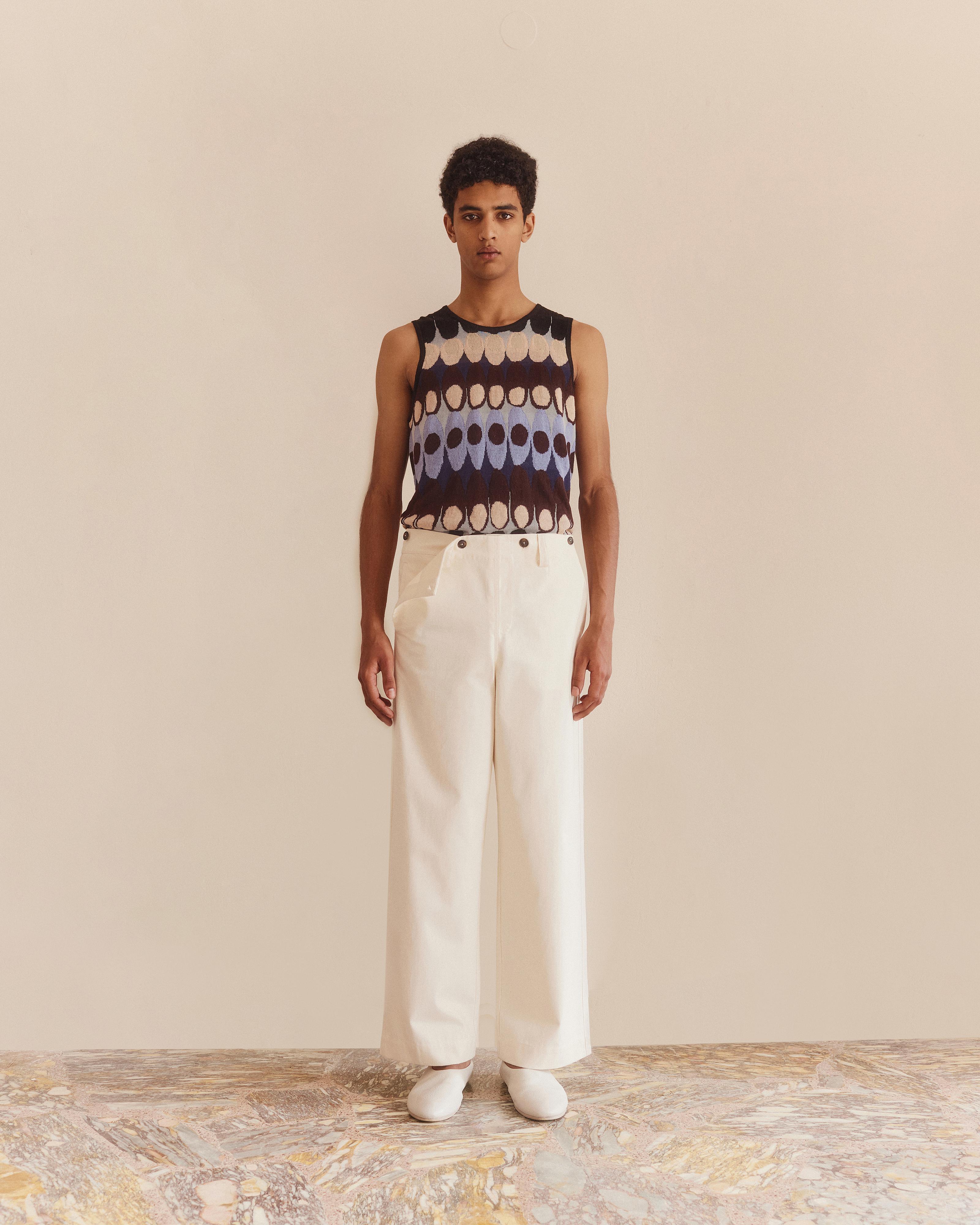 Fall Front Trouser White