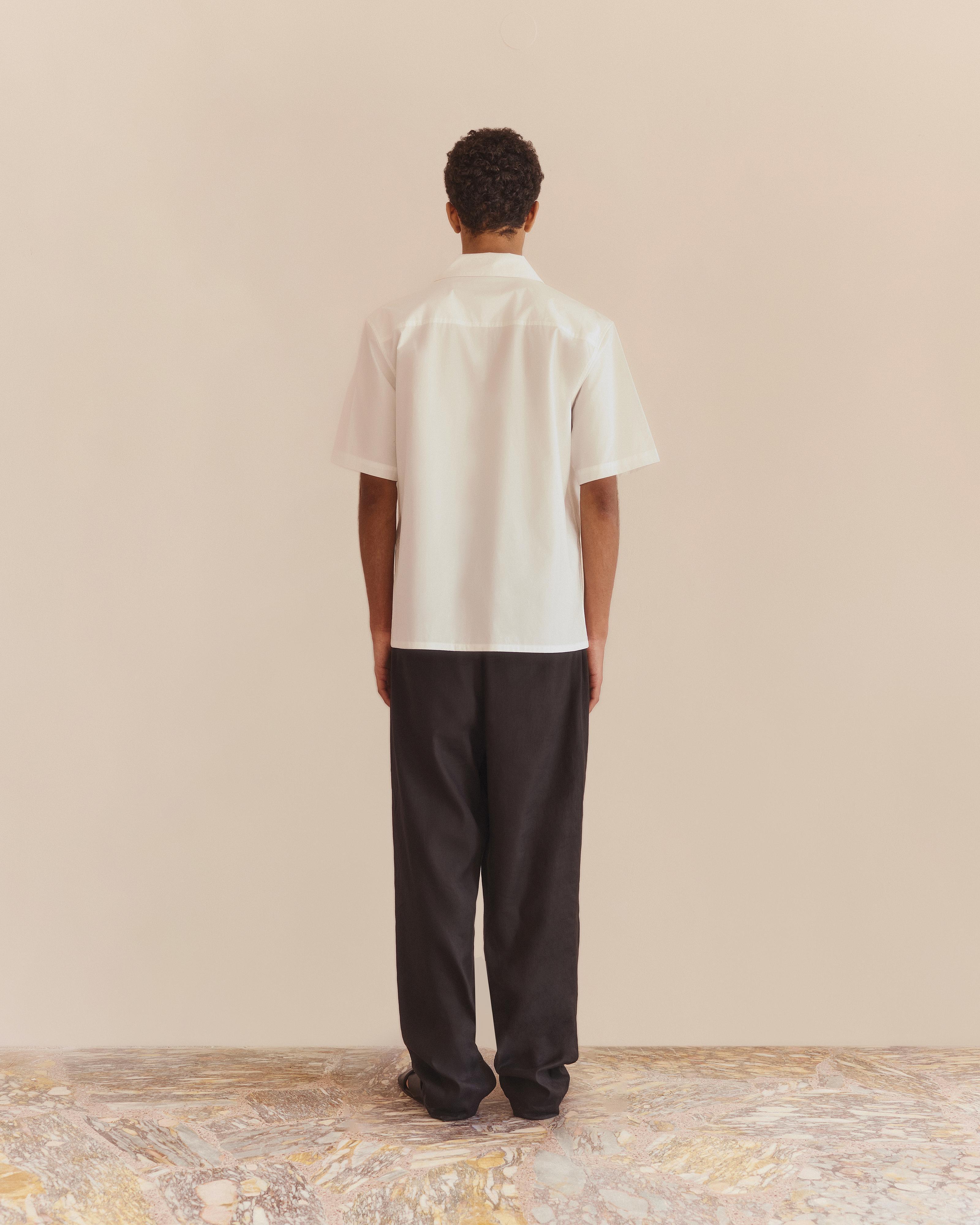 Capron Beaded Camp Collar Shirt White - COMMAS