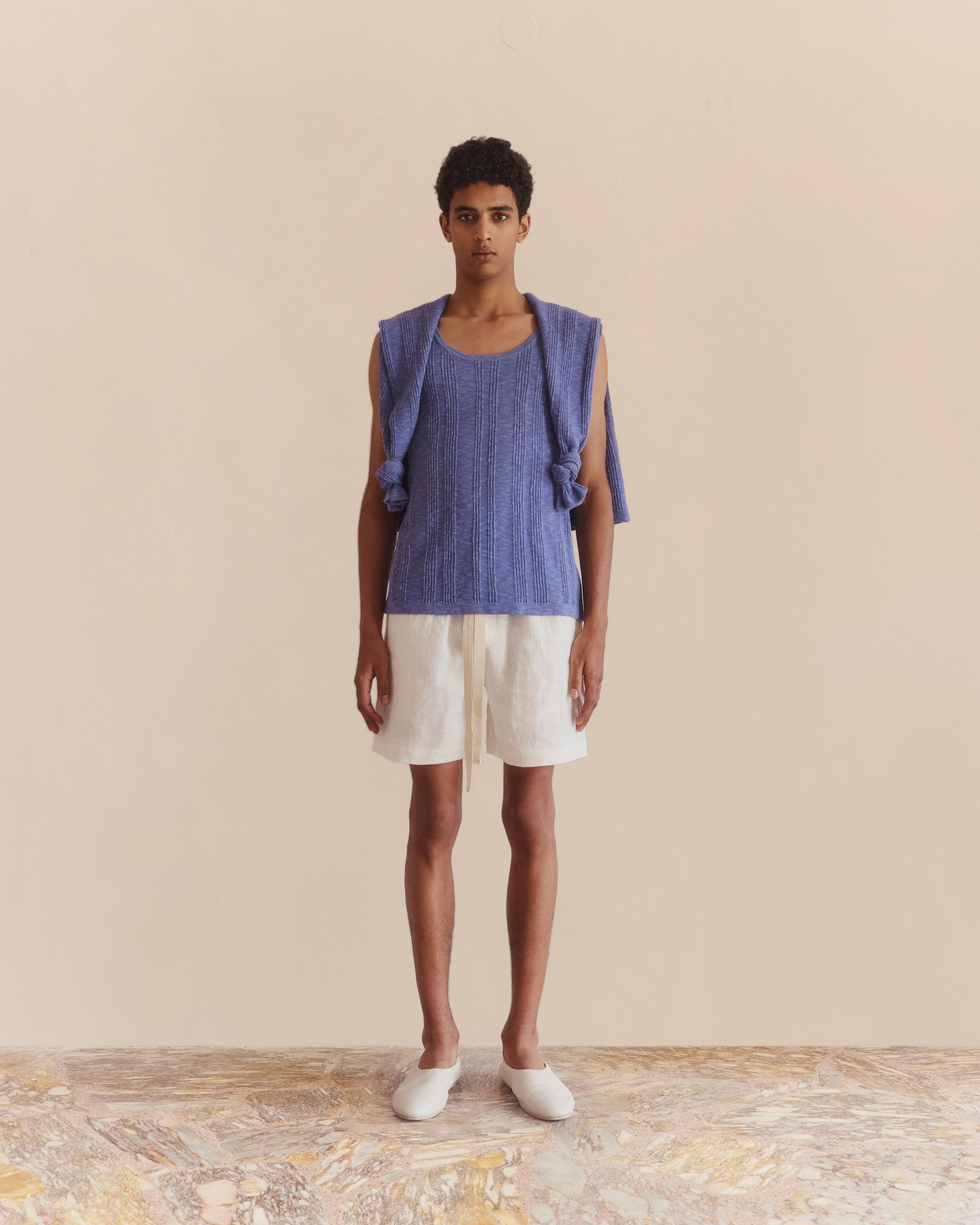 Linen Cotton Tank Blue