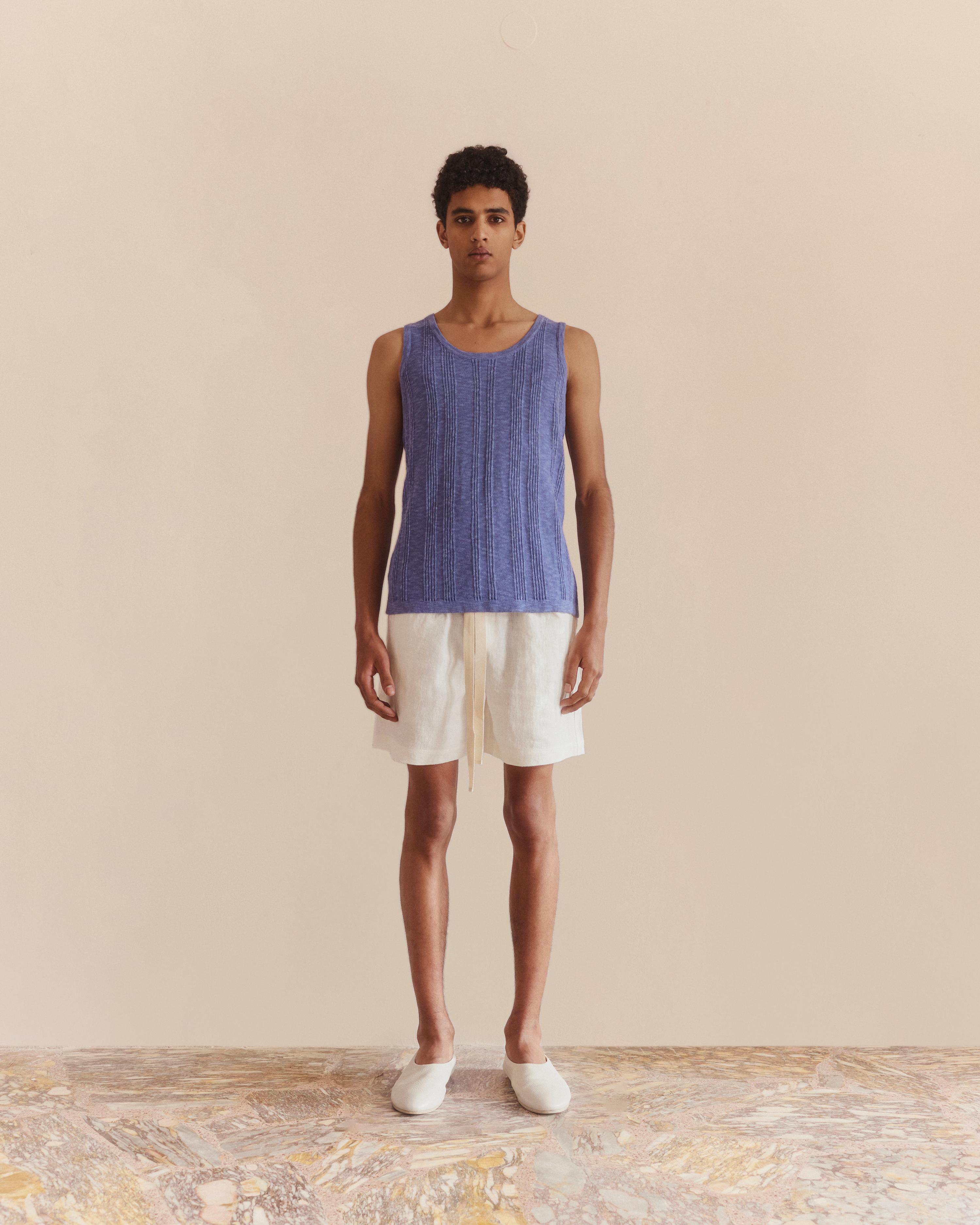 Linen Cotton Tank Blue