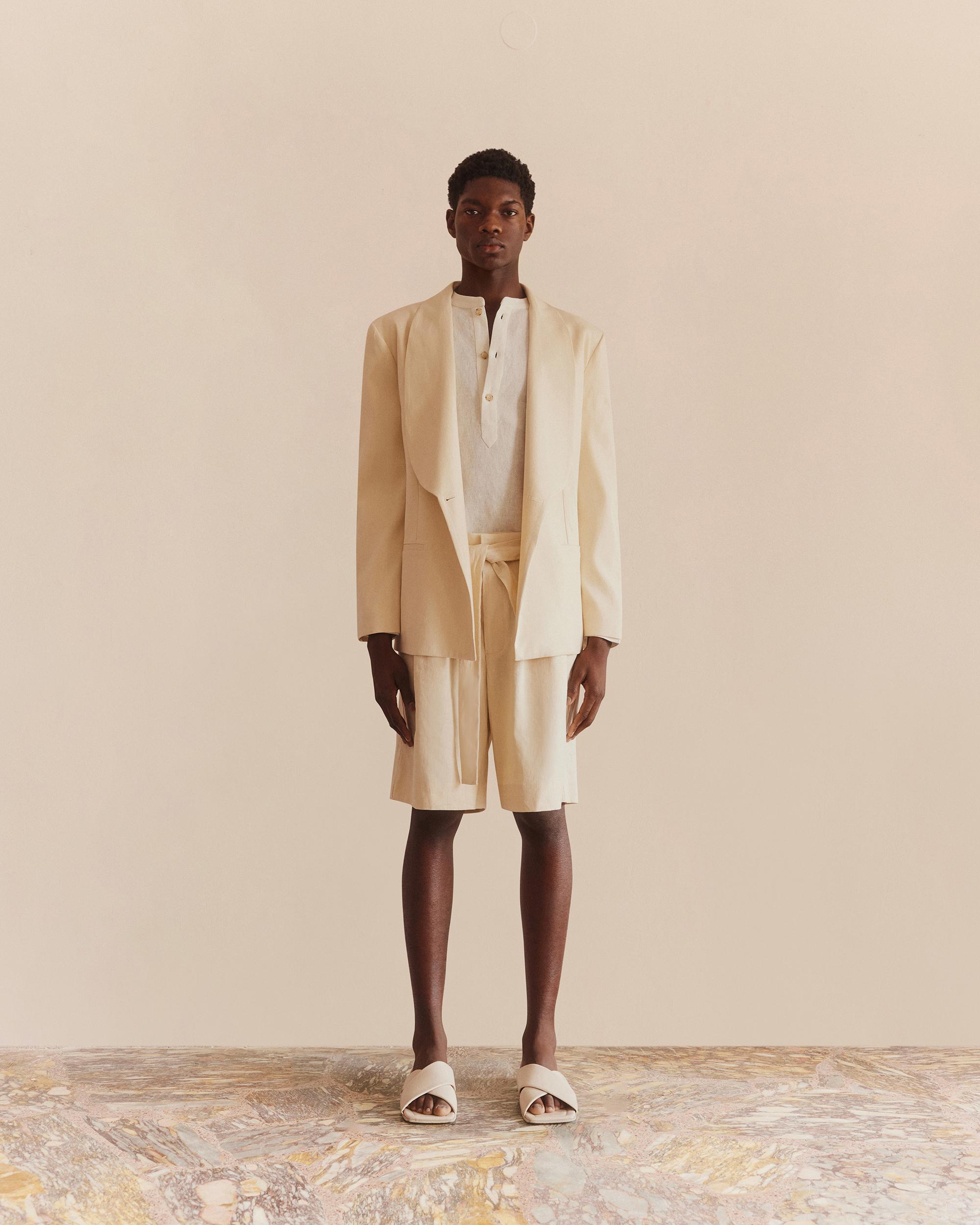 Shawl Collar Jacket Cream - COMMAS