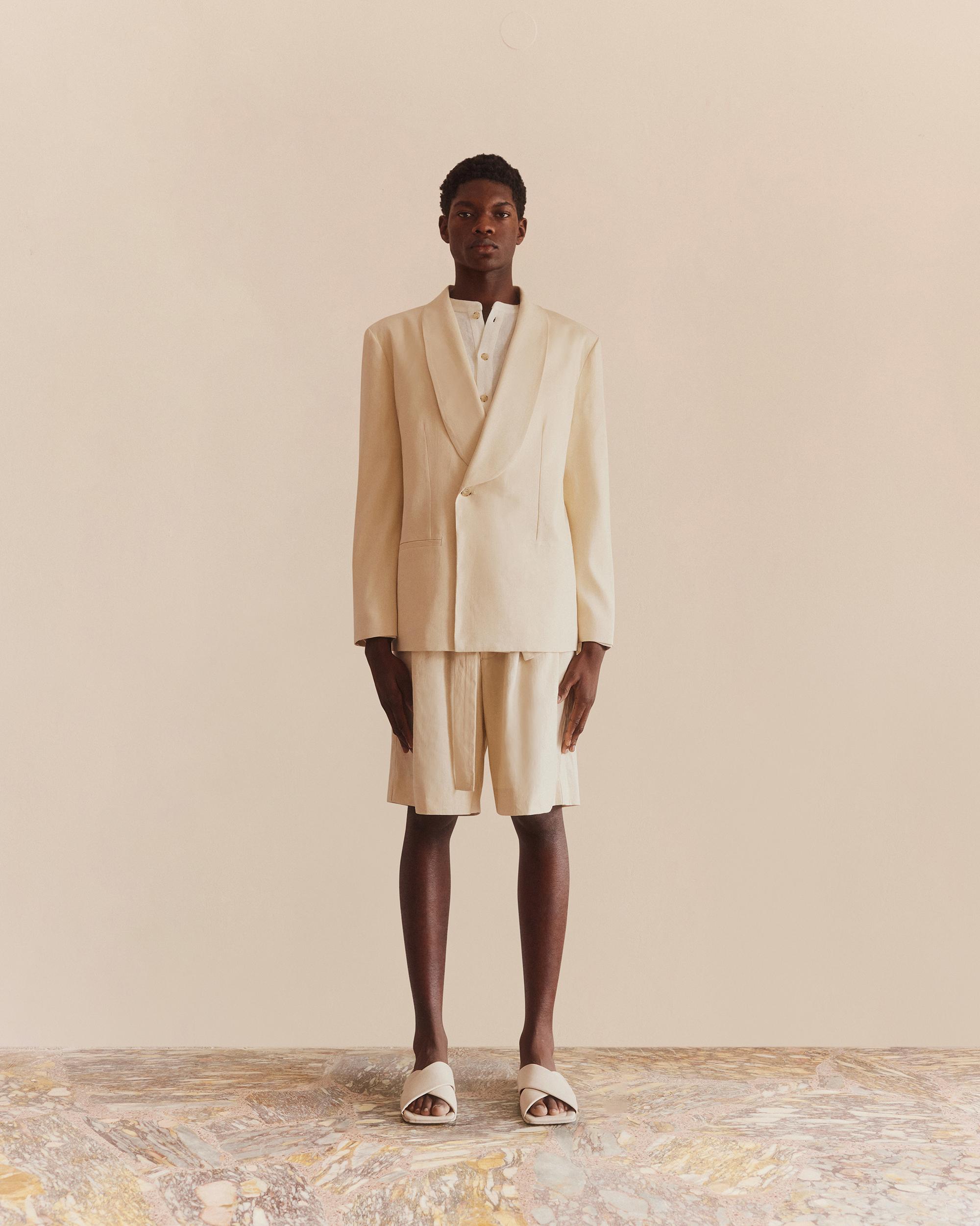 Shawl Collar Jacket Cream - COMMAS