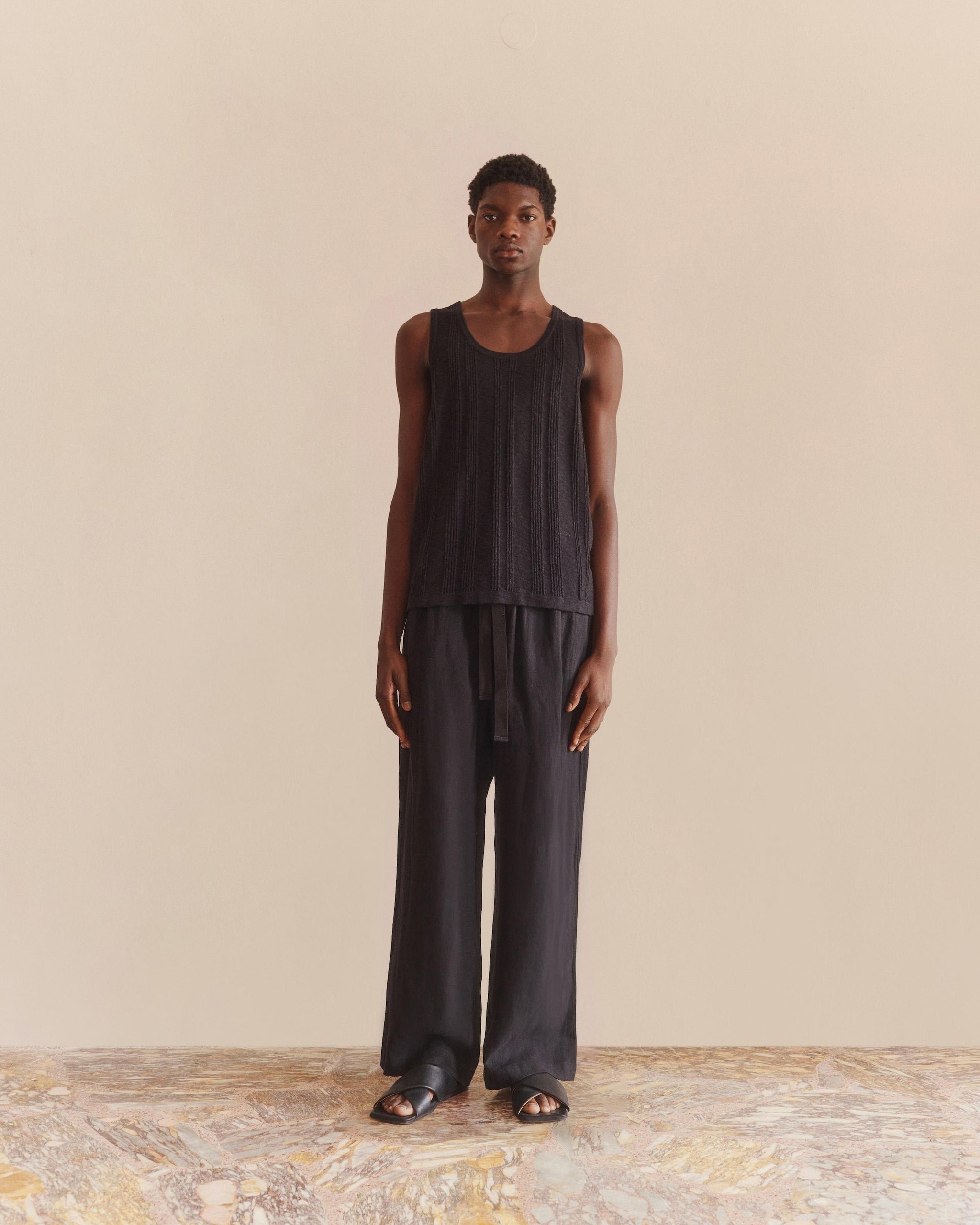 Black Linen Wide Leg Pants (Small)