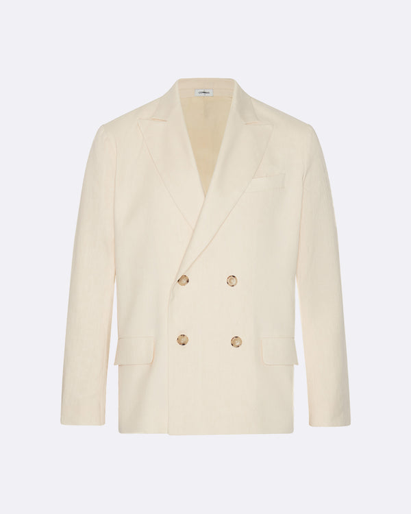 Cream Double Breasted Linen Jacket