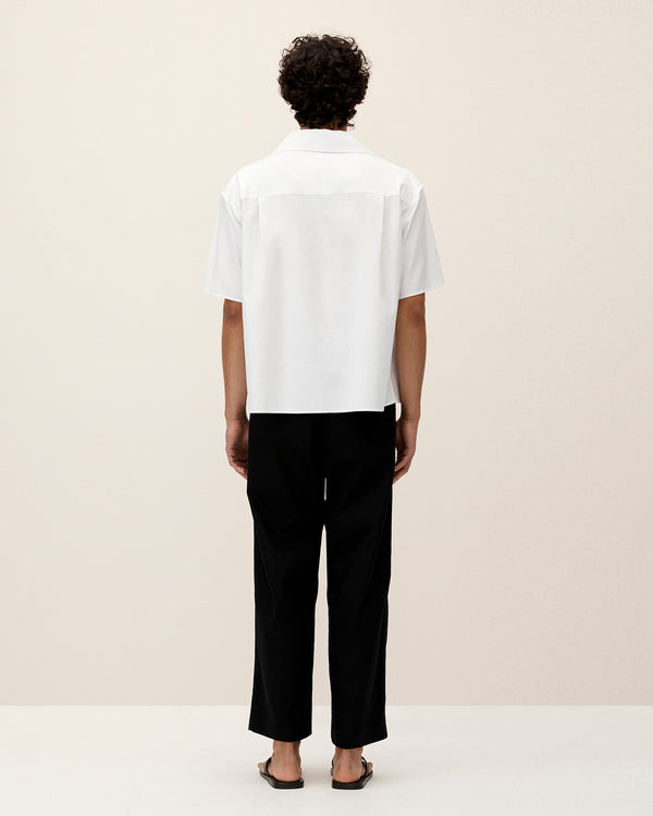 White Spread Collar Short Sleeve Shirt - COMMAS 
