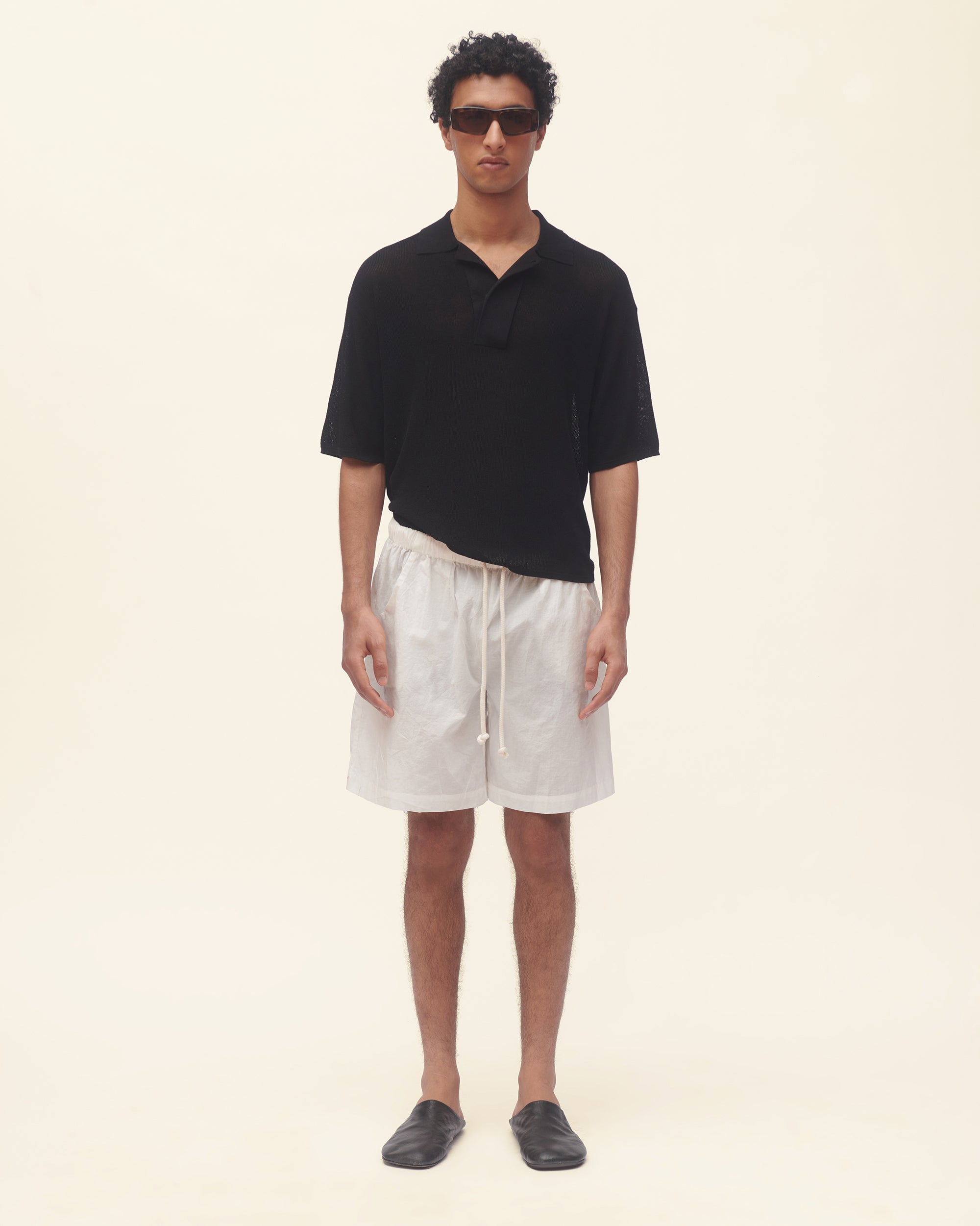 Gathered Elastic Short Off White - COMMAS 