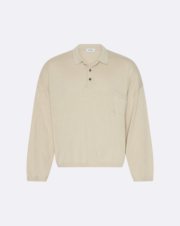 Beige Relaxed Knit Polo
