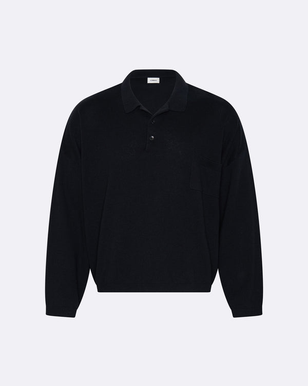 Black Relaxed Knit Polo