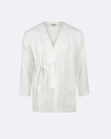 White Italian Linen Robe - COMMAS 