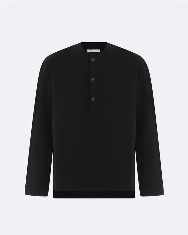 Black Relaxed Placket Shirt - COMMAS 