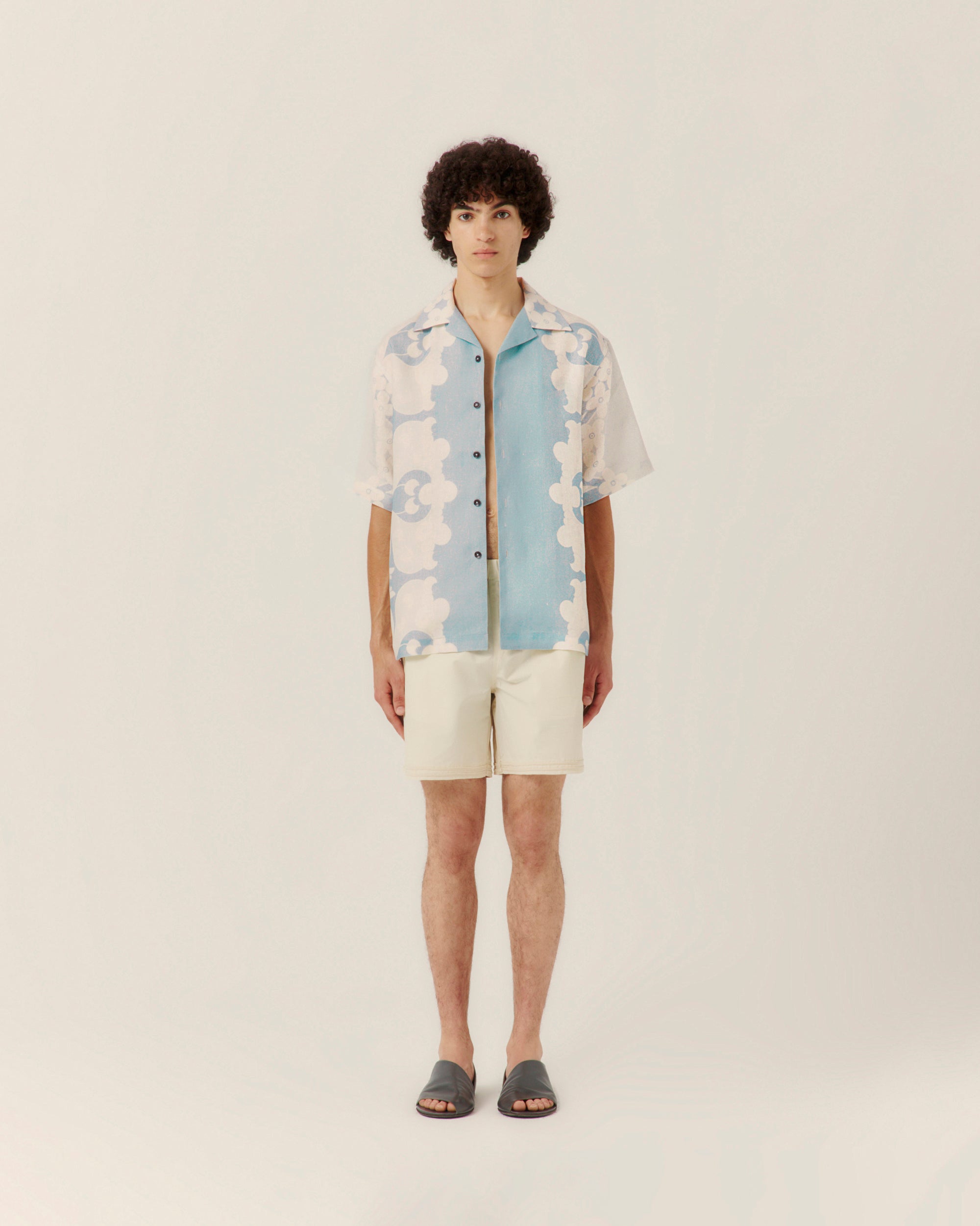 Paradise Floral Camp Collar Shirt Blue