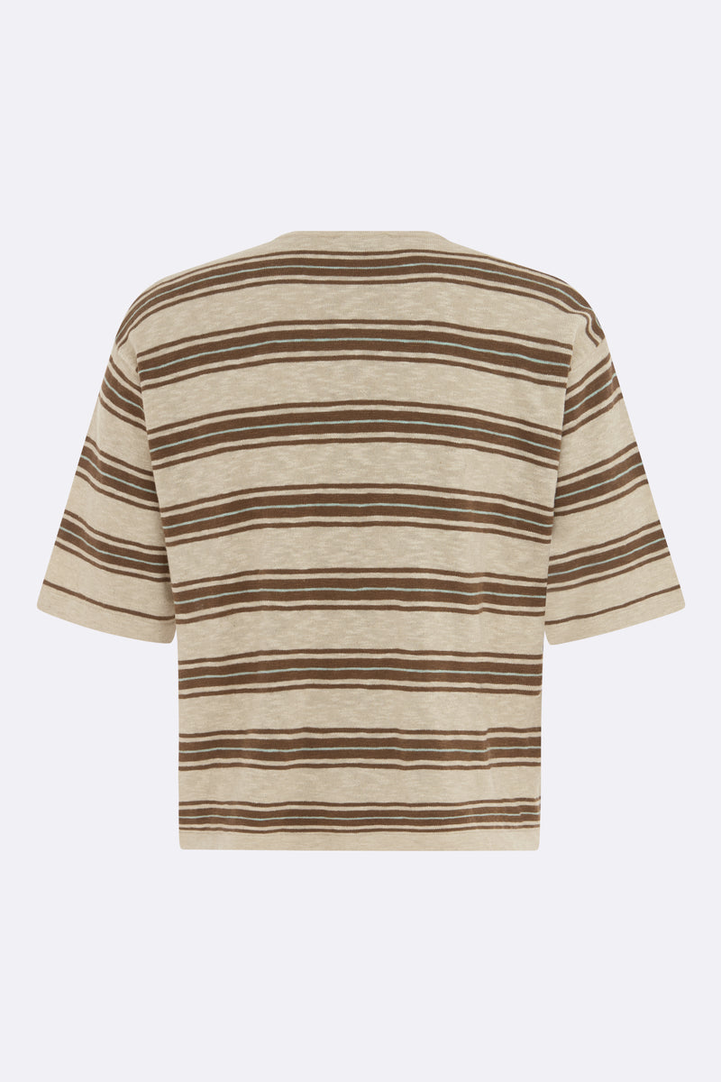 Sand Knitted Stripe Tee - COMMAS 