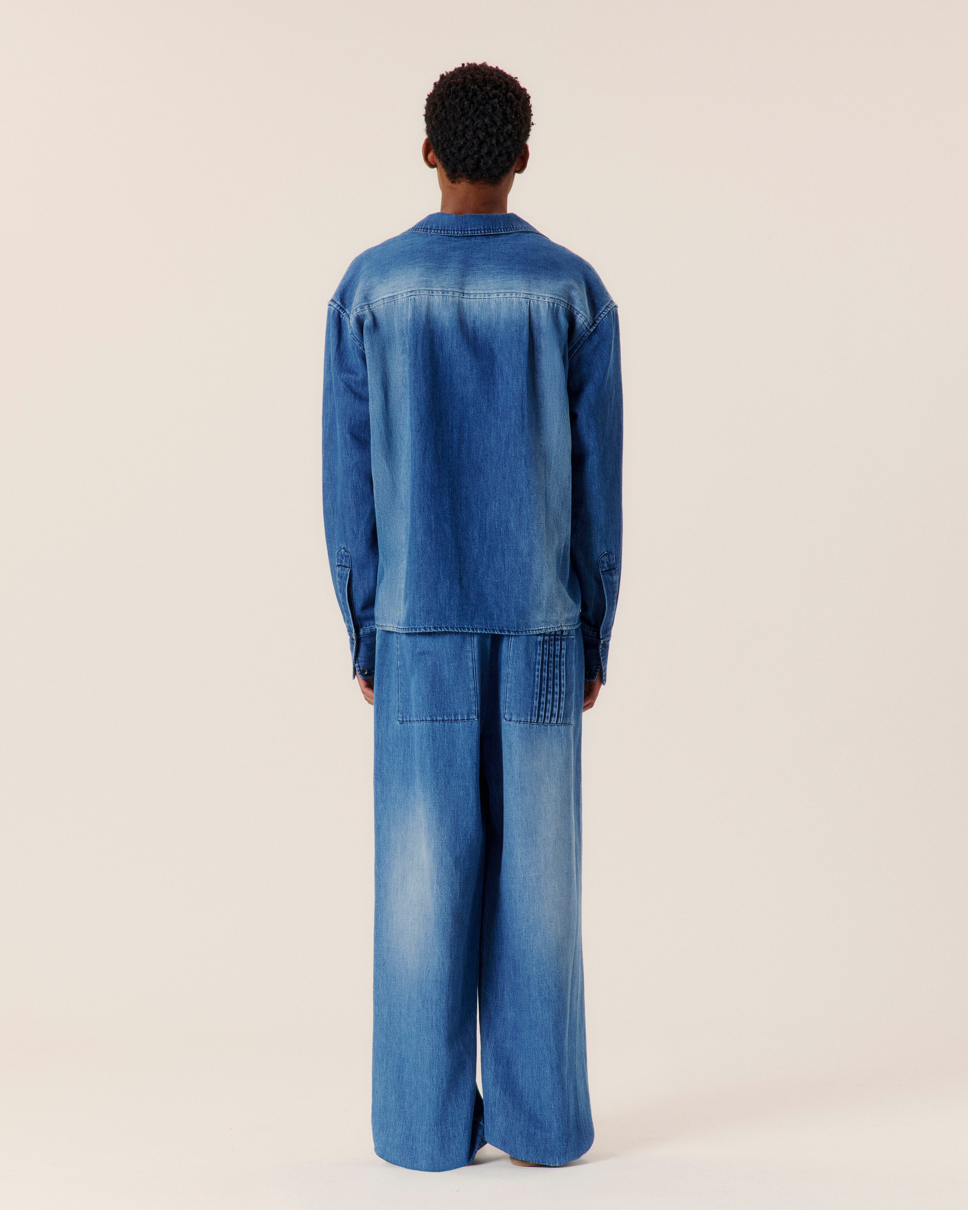 Cotton Hemp Denim Pop Over Shirt - COMMAS 
