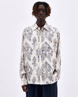 Faded Palm Natural Oversized LS Silk Shirt - COMMAS 