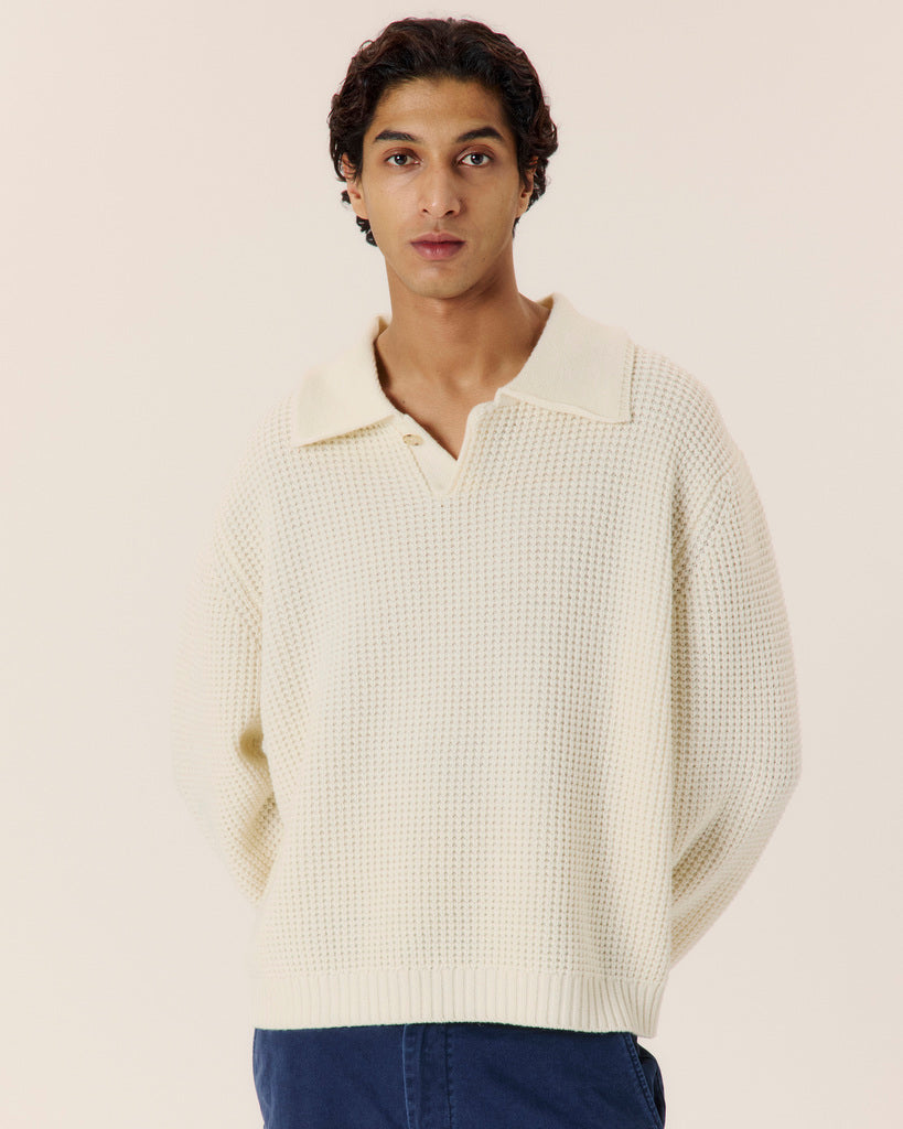 Wool Cashmere Collared Sweater - COMMAS 