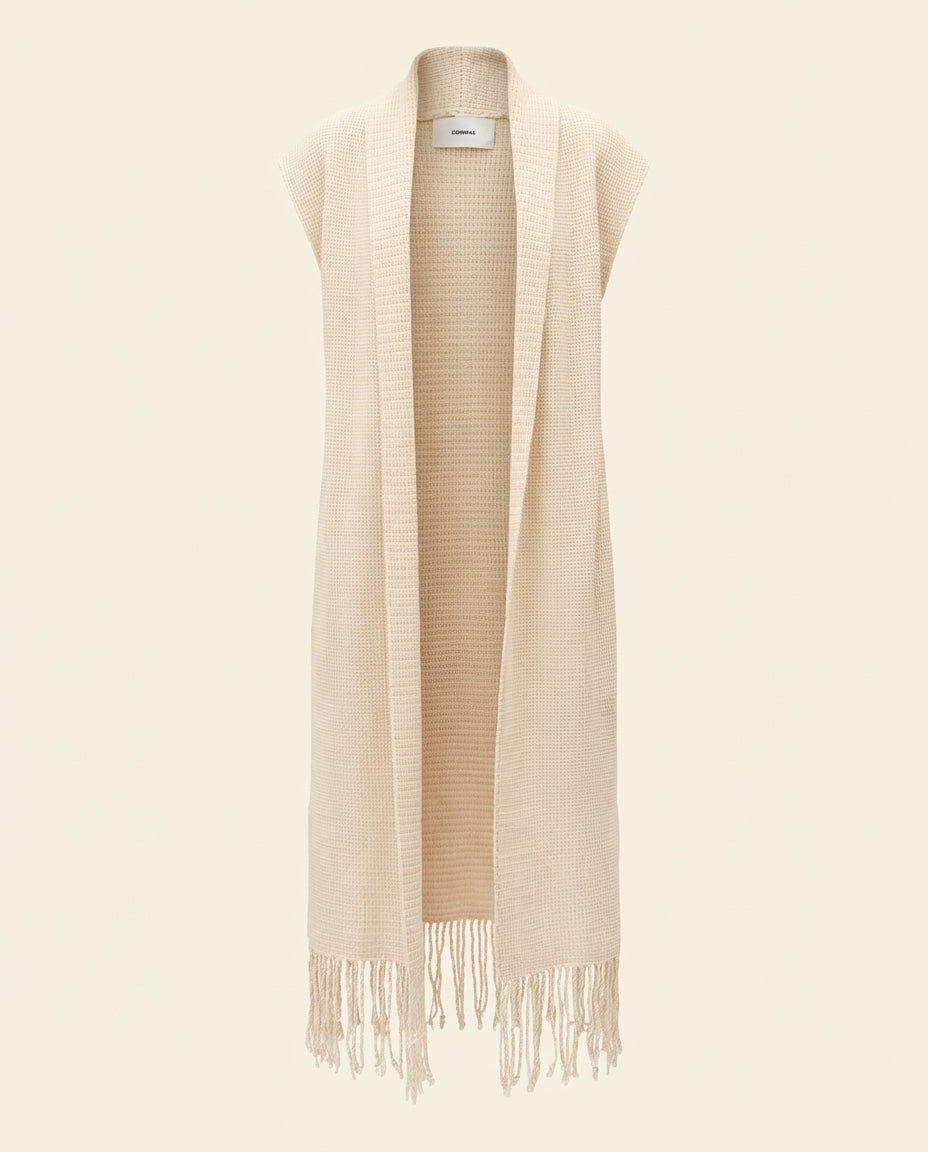 Cream Knitted Beach Robe - COMMAS 
