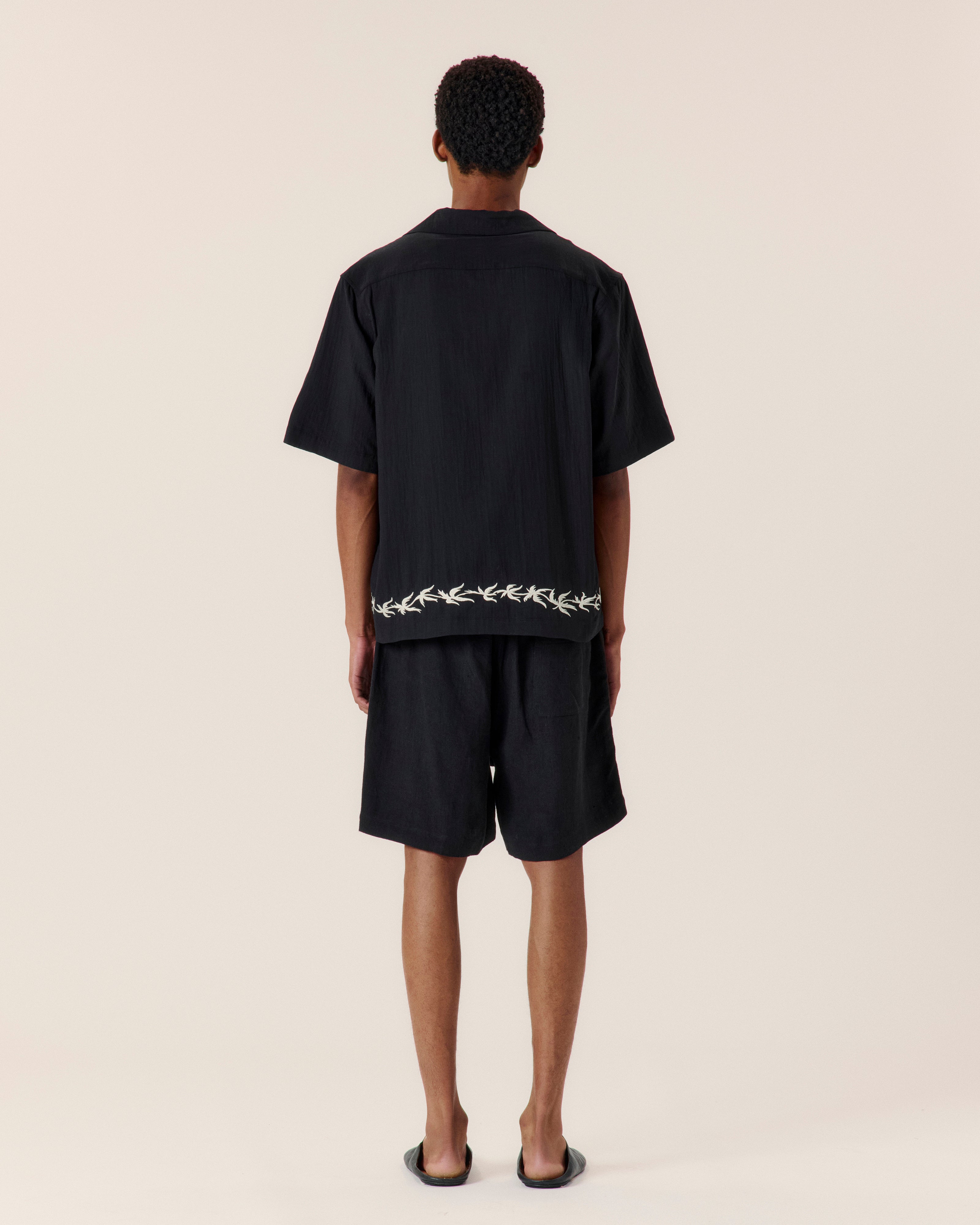Palm Embroidery Bowling Shirt - COMMAS