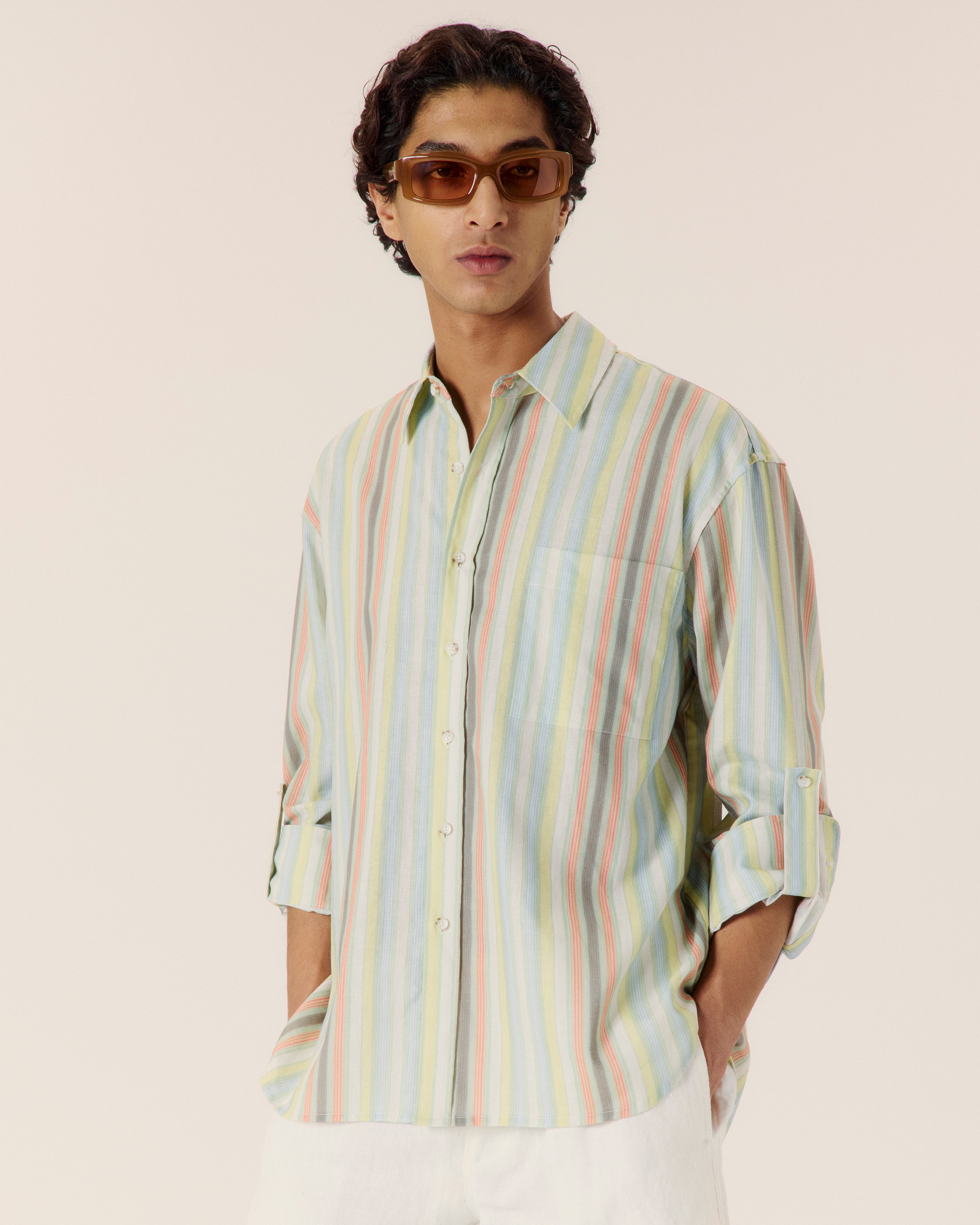 Sereno Stripe Button Up Shirt - COMMAS