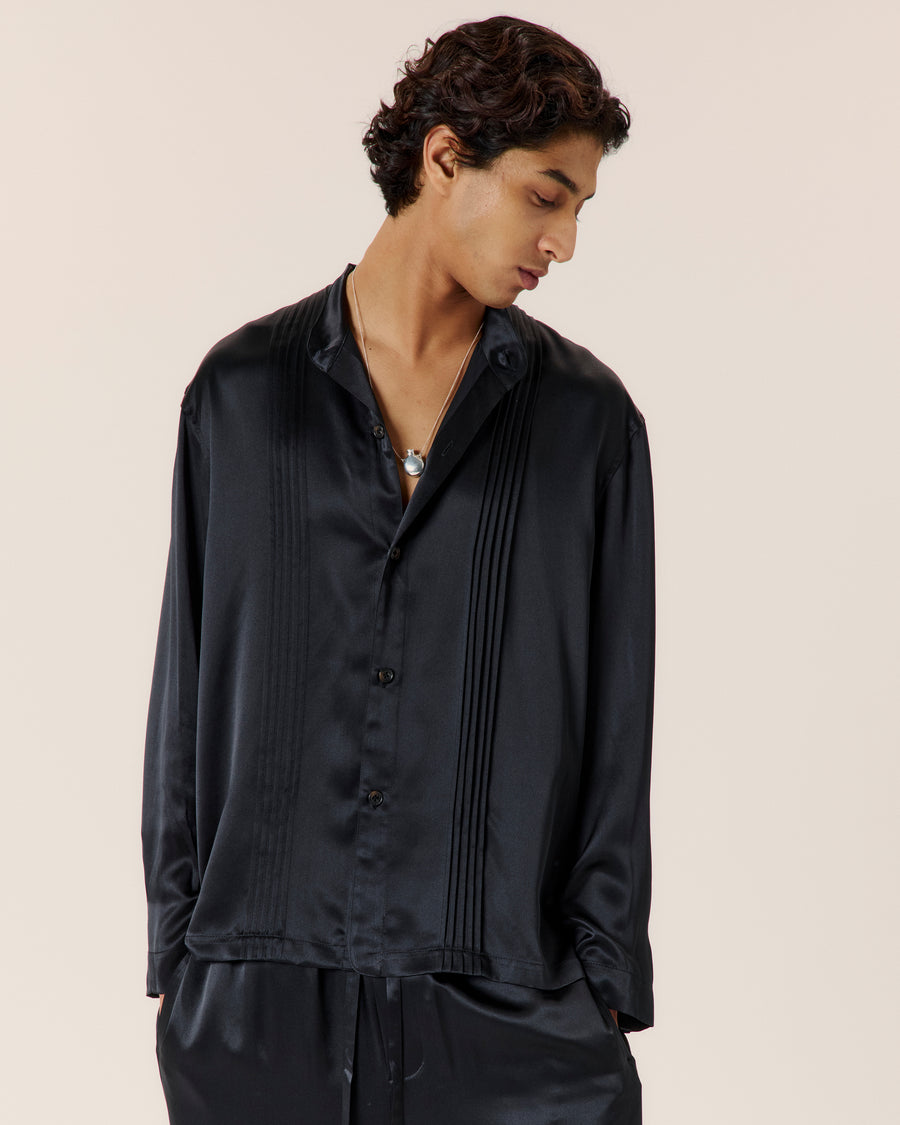 Pleated Silk Shirt