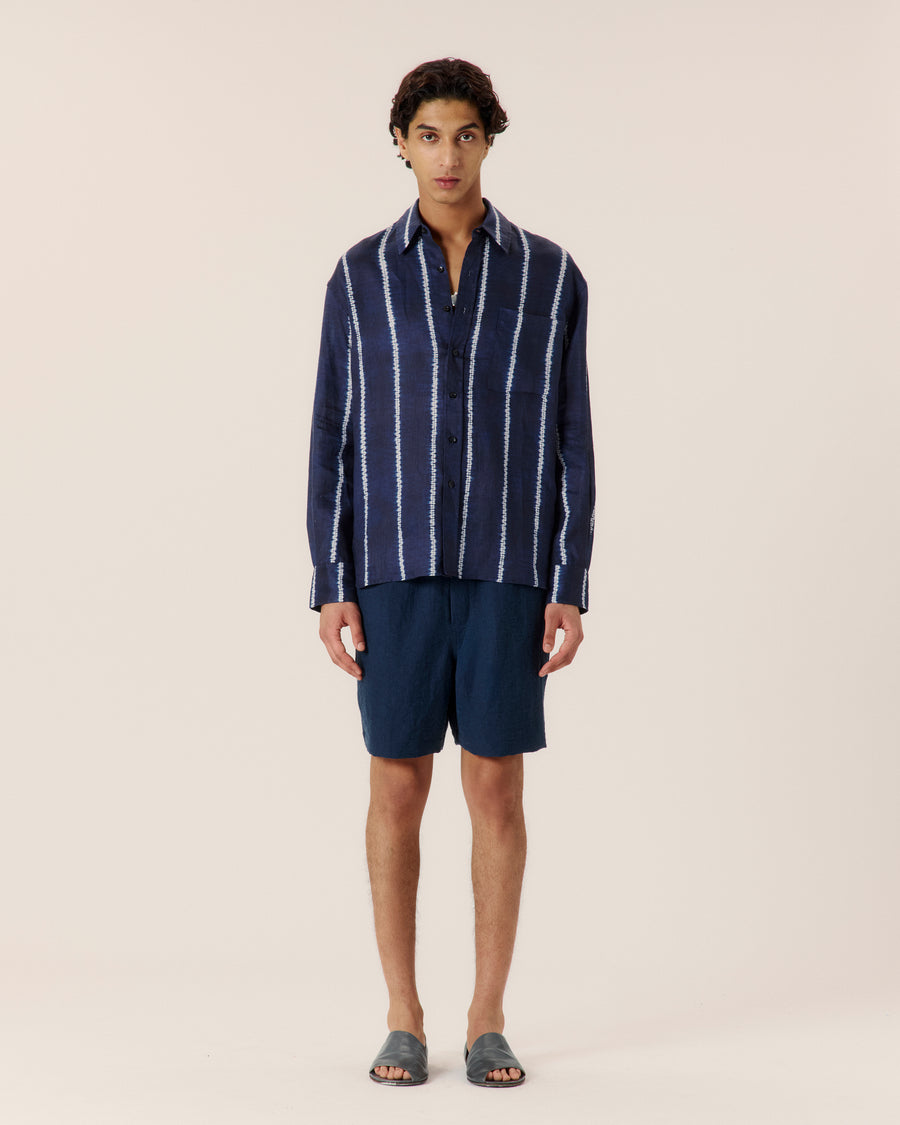 Shibori Stripe Classic Button Up Shirt
