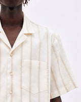 White Stripe Camp Collar Shirt - COMMAS 