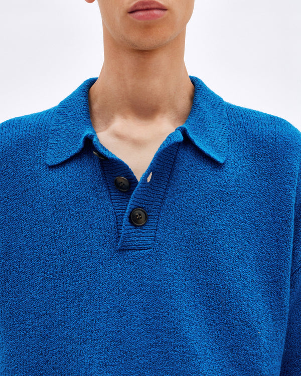 Electric Blue Knitted Polo - COMMAS 