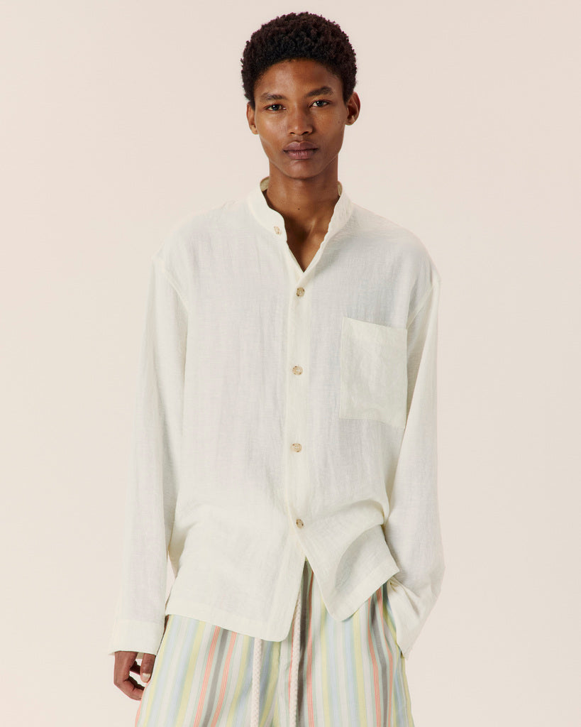 Stand Collar Long Sleeve Shirt - COMMAS 