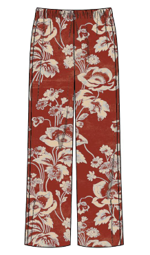 Painted Peonies Wide Leg Trouser Brown - COMMAS 
