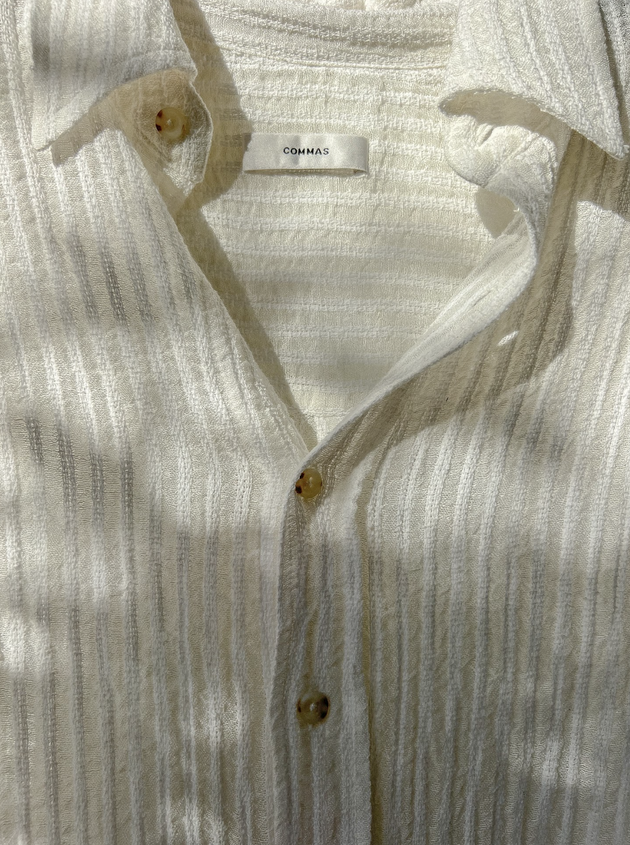 Sheer Stripe Linen Woven Shirt White