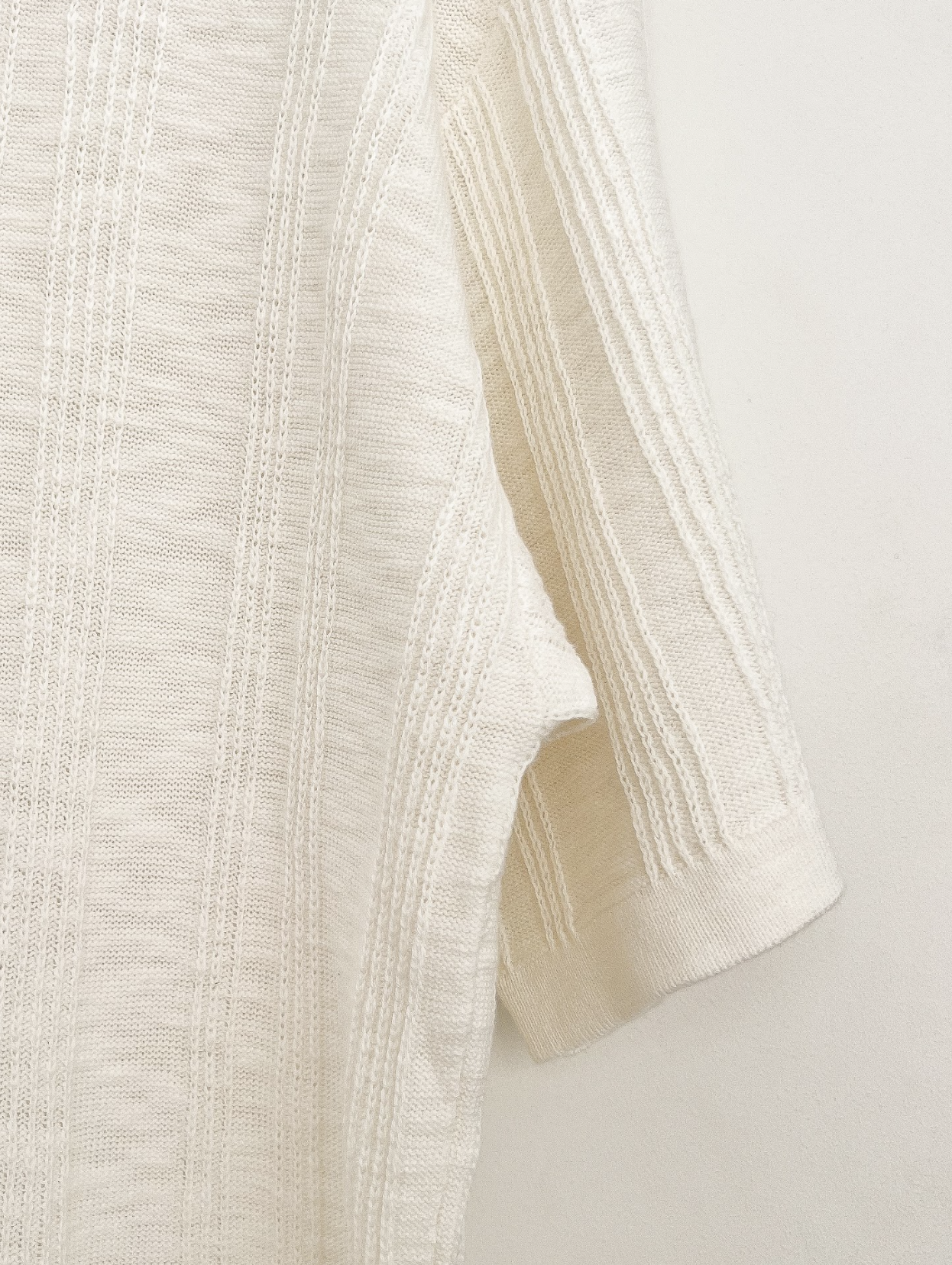 Sheer Stripe Linen Woven Tee White