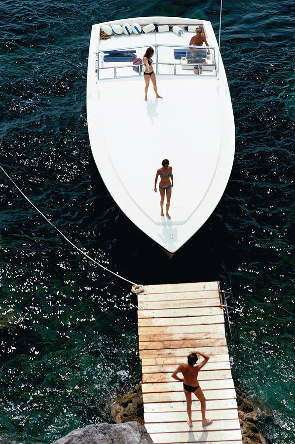 Speedboat Landing' at Il Pellicano, 1973 by Slim Aarons.